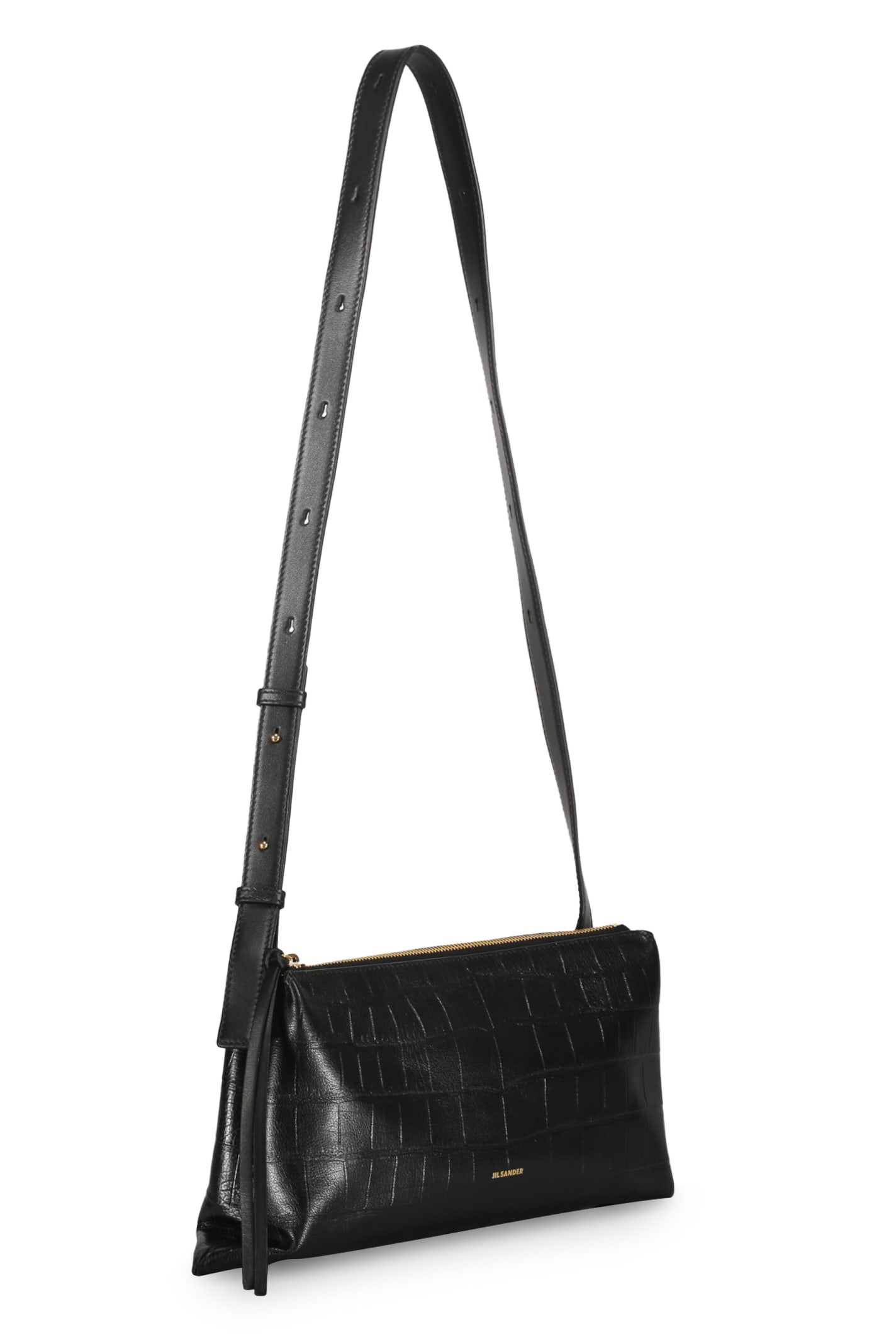 Shop Jil Sander Leather Crossbody Bag In Black