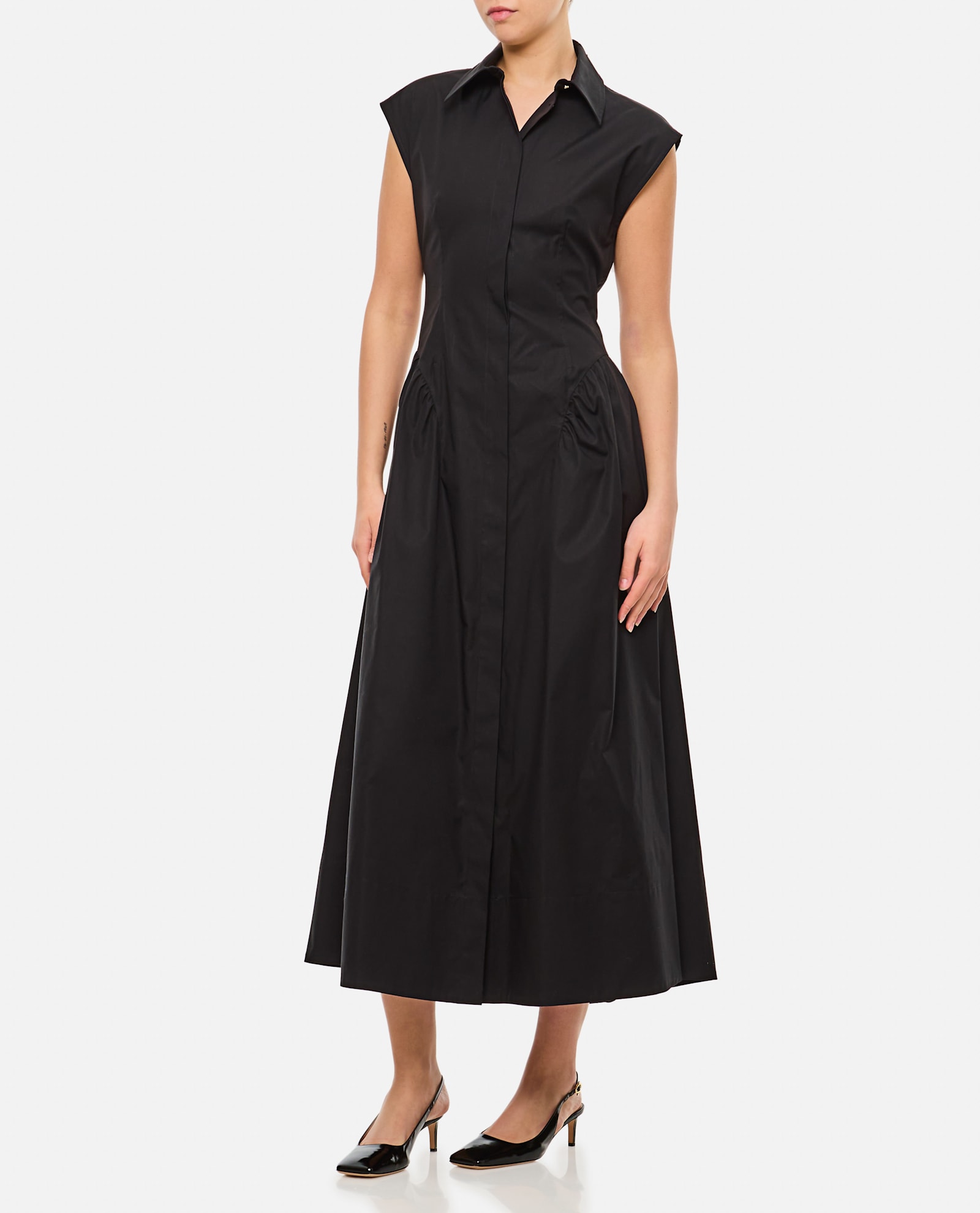 Sportmax Cotton Flared Skirt Midi Length Dress