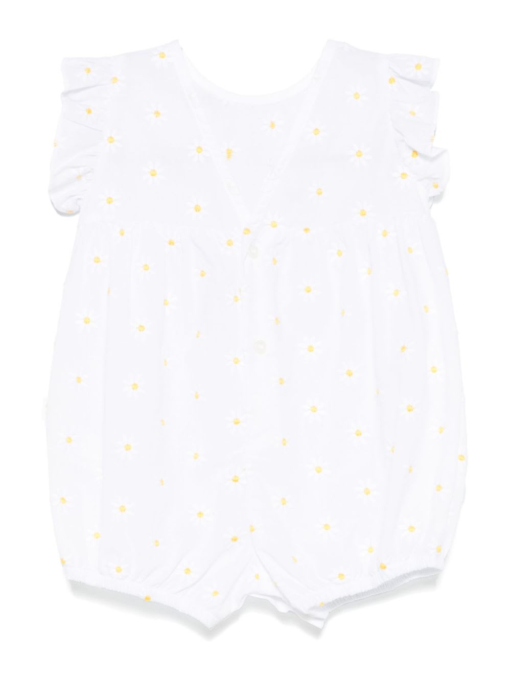 Il Gufo The Owl Playsuit With Flower Embroidery In White
