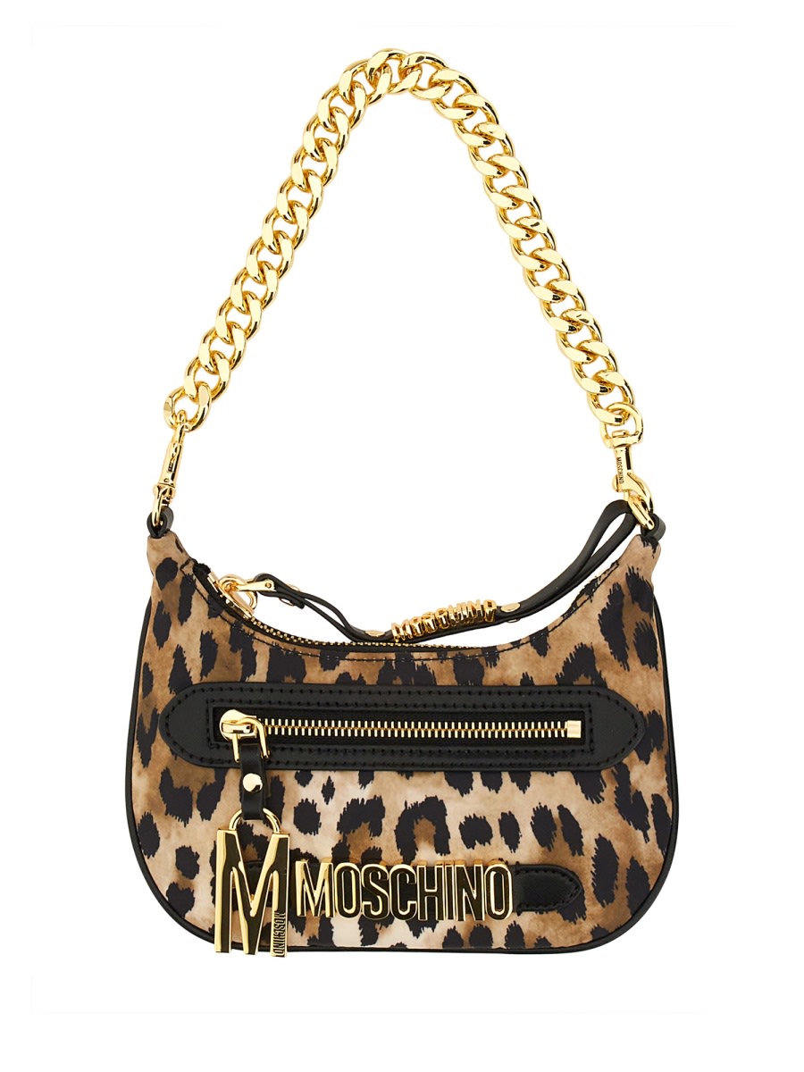 Shop Moschino Bag With Logo In Beige