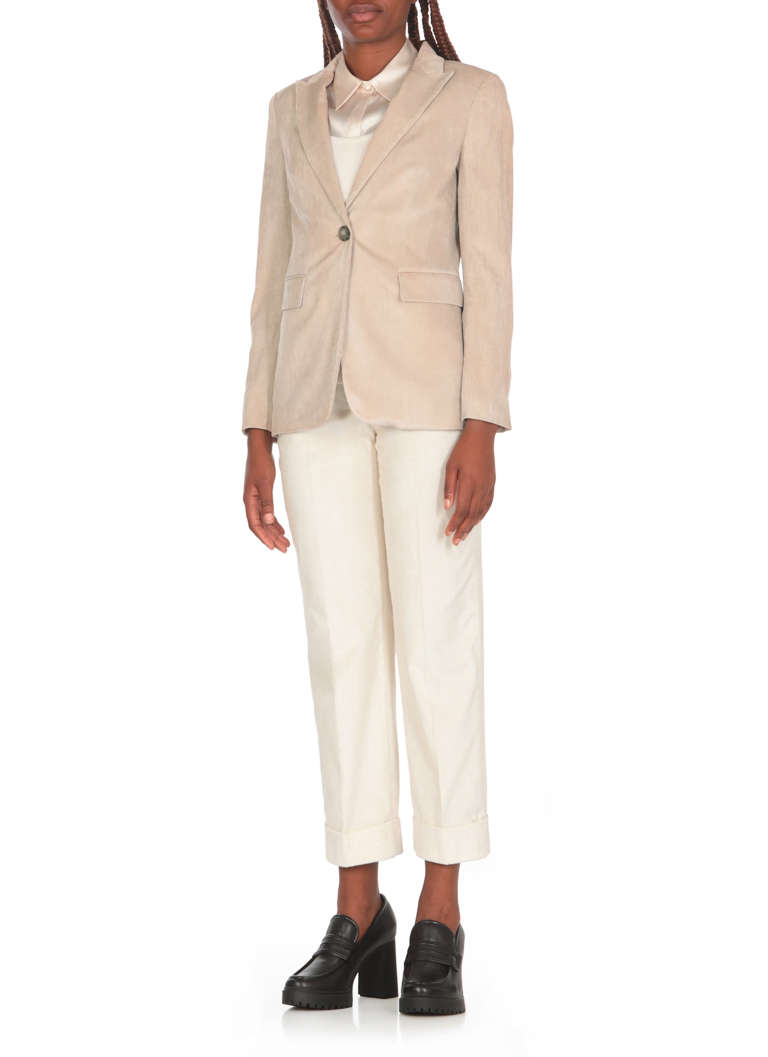 Shop Peserico Corduroy Blazer In Beige