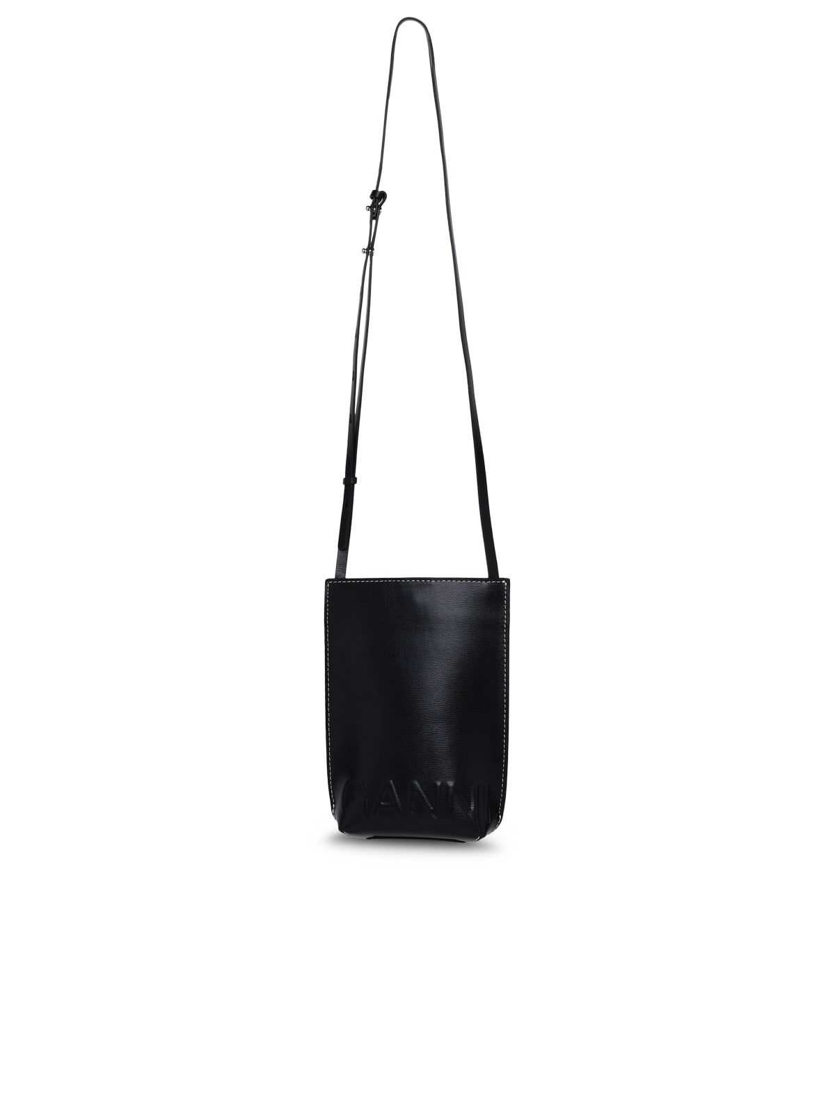 Black Recycled Leather Crossbody Bag