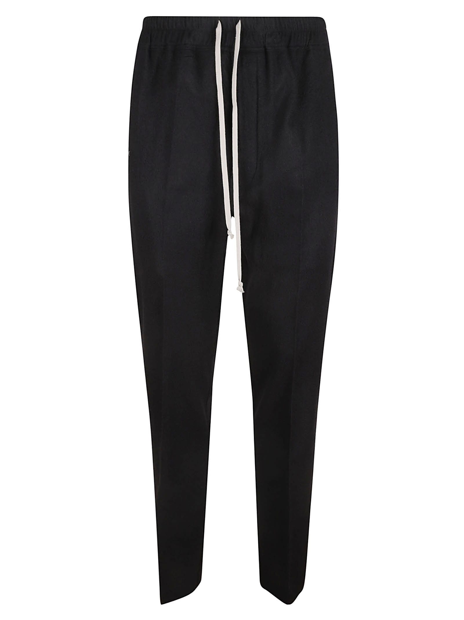 Rick Owens Drawstring Slim Long Trouser In Black