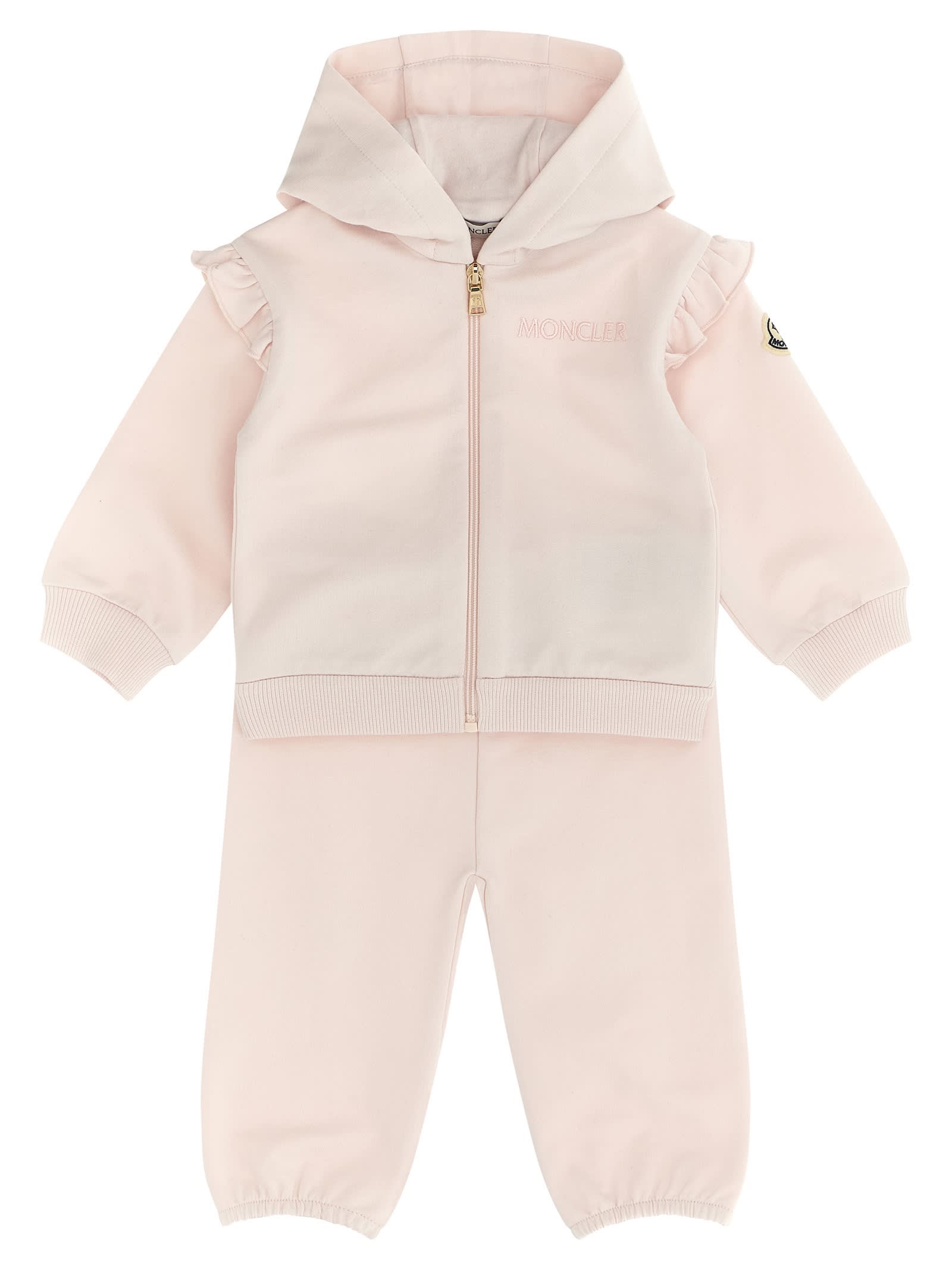 Moncler Babies' Complete Hoodie + Ruffle Joggers In Pink