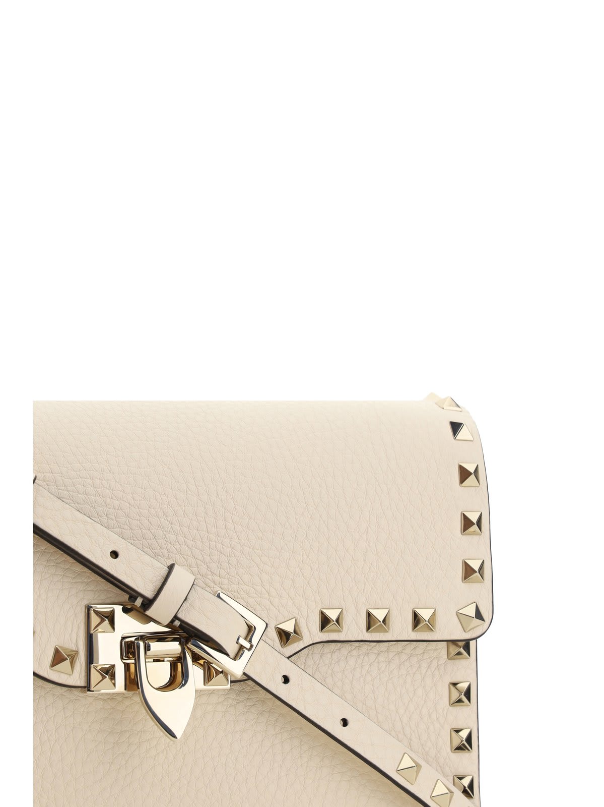 Shop Valentino Ivory Leather Small Rockstud Crossbody Bag In White