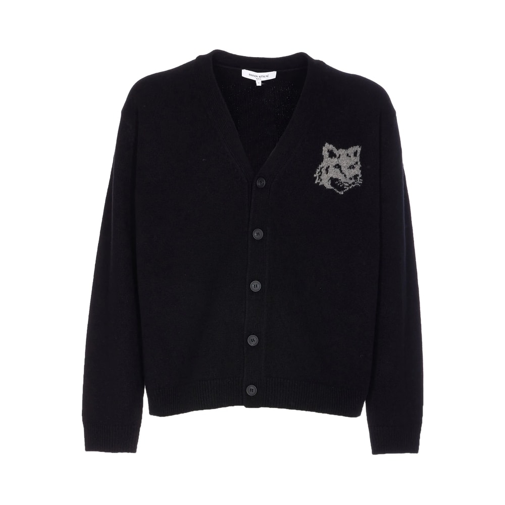 Maison Kitsuné Black Fox Head Cardigan With Buttons Closure In Black