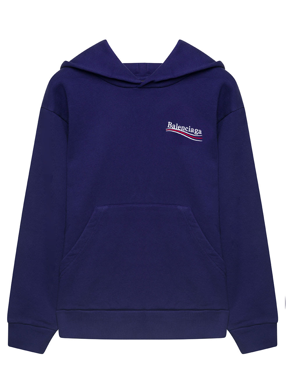 Balenciaga Blue Hoodie With Logo Print On The Front And Back In Cotton Girl