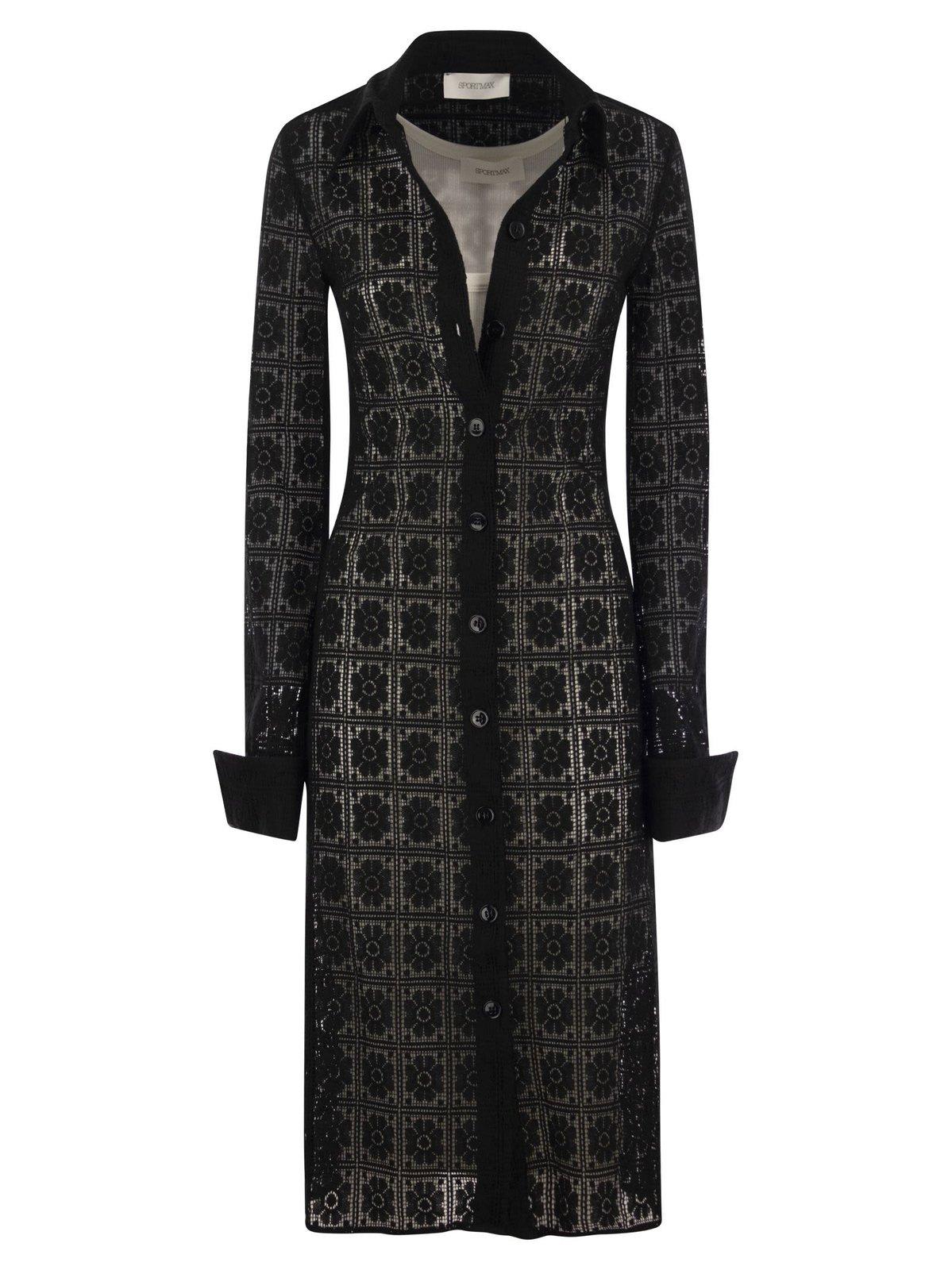 Max Mara Buttoned Longsleeved Dress In Black