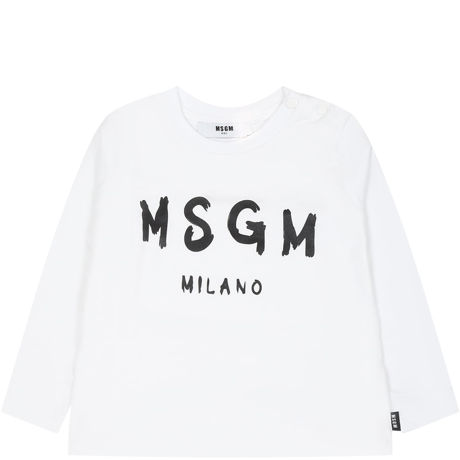 MSGM WHITE T-SHIRT FOR BABY KIDS WITH LOGO