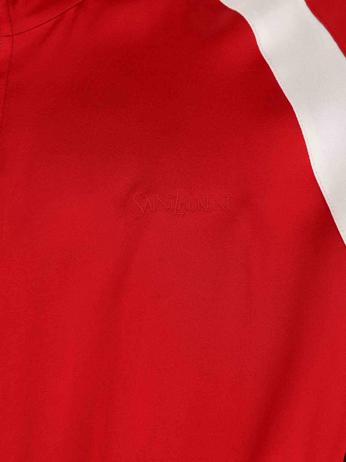 Saint Laurent Teddy Zip Bomber Jacket In Red