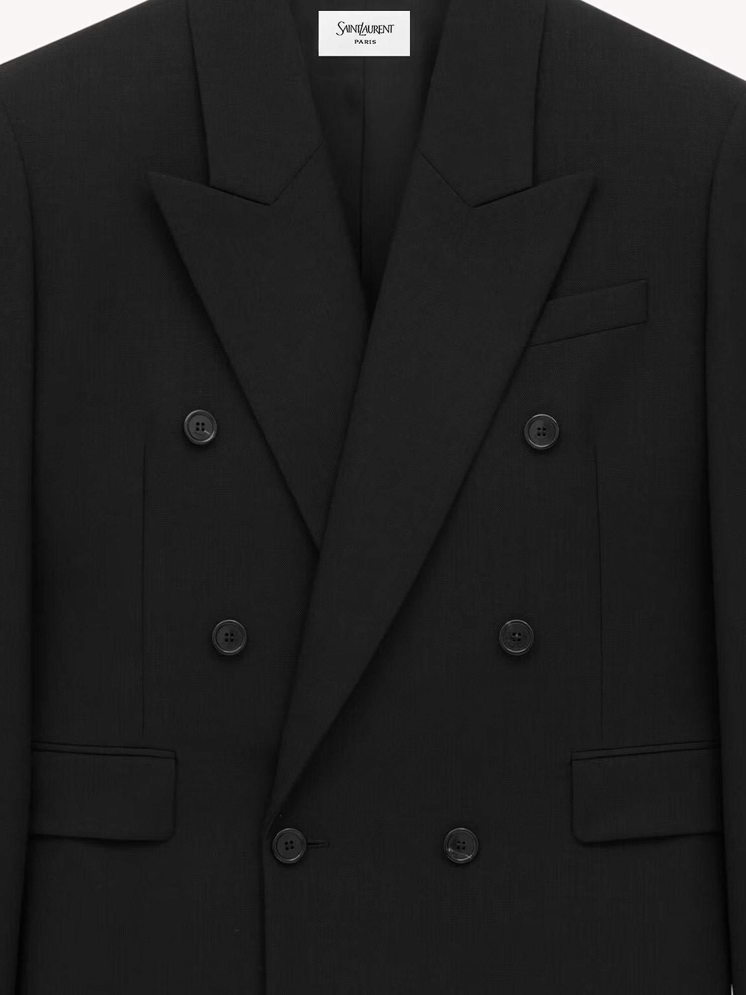 Saint Laurent Double-breasted Wool Blazer In Black