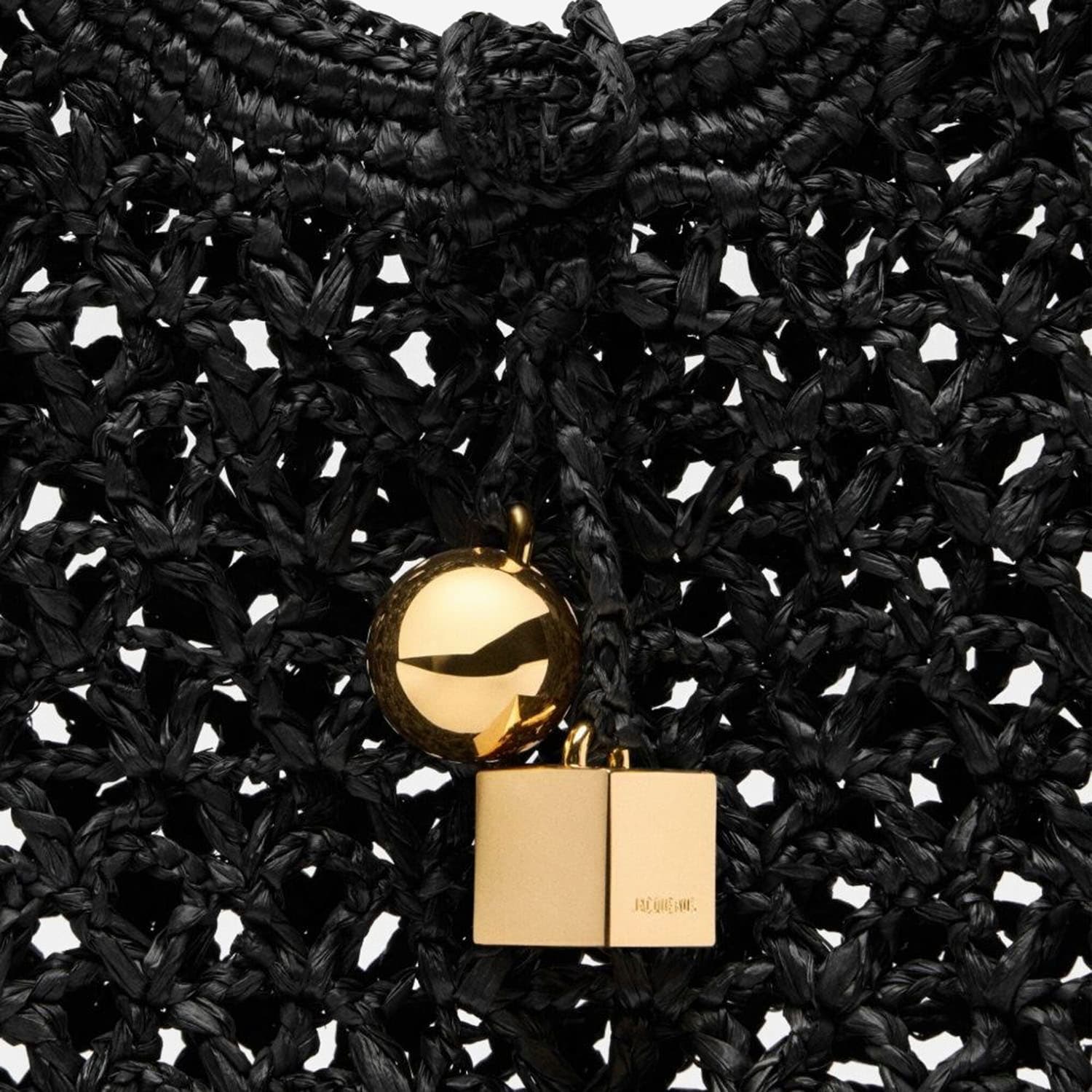 Jacquemus Carre Spiaggia Embellished Braided Raffia Tote