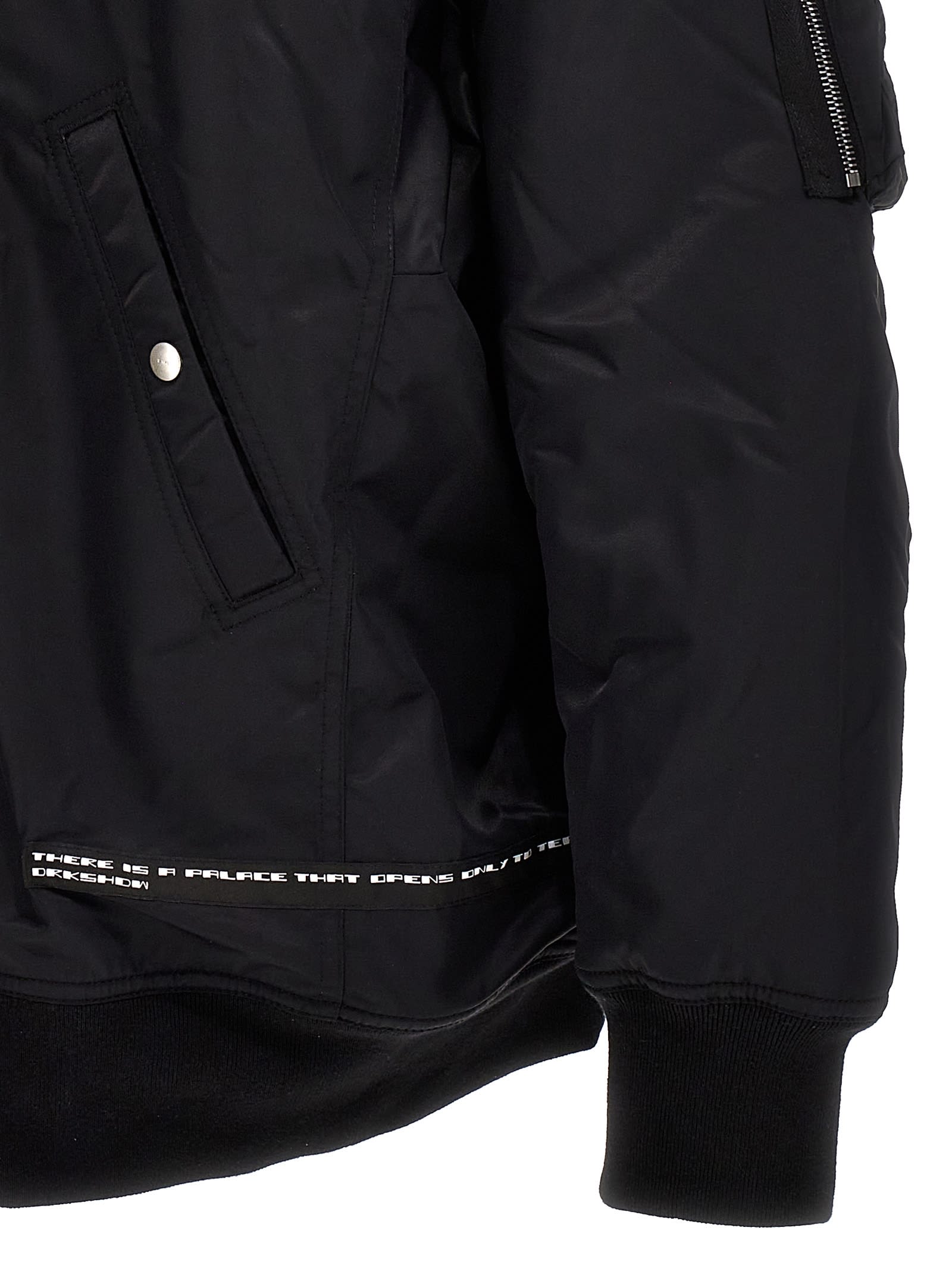 Shop Drkshdw Hooded Long Bomber Jacket In Black