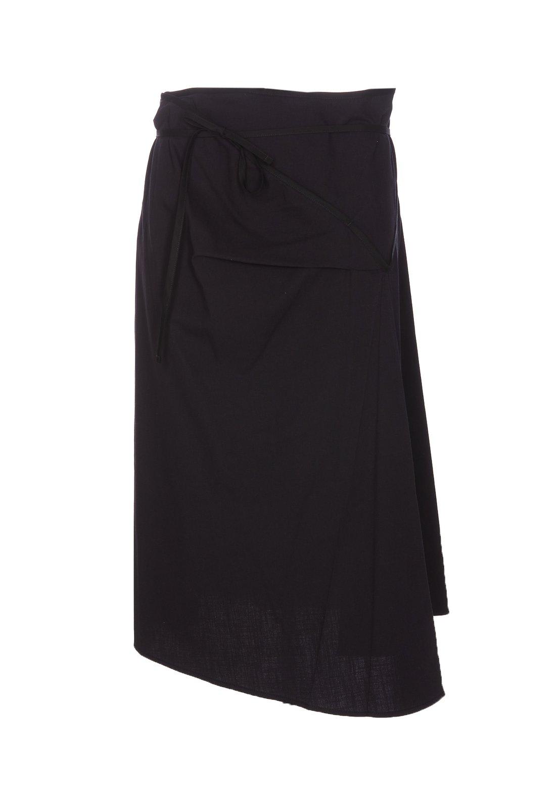 Shop Lemaire Wrapped Asymmetric Tied Midi Skirt In Midnight Indigo