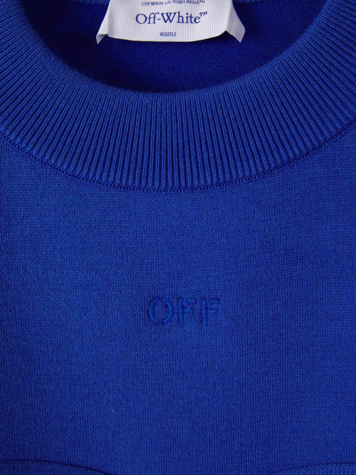 Shop Off-white Body Scan Logo Embroidered Sweatshirt In Bluette