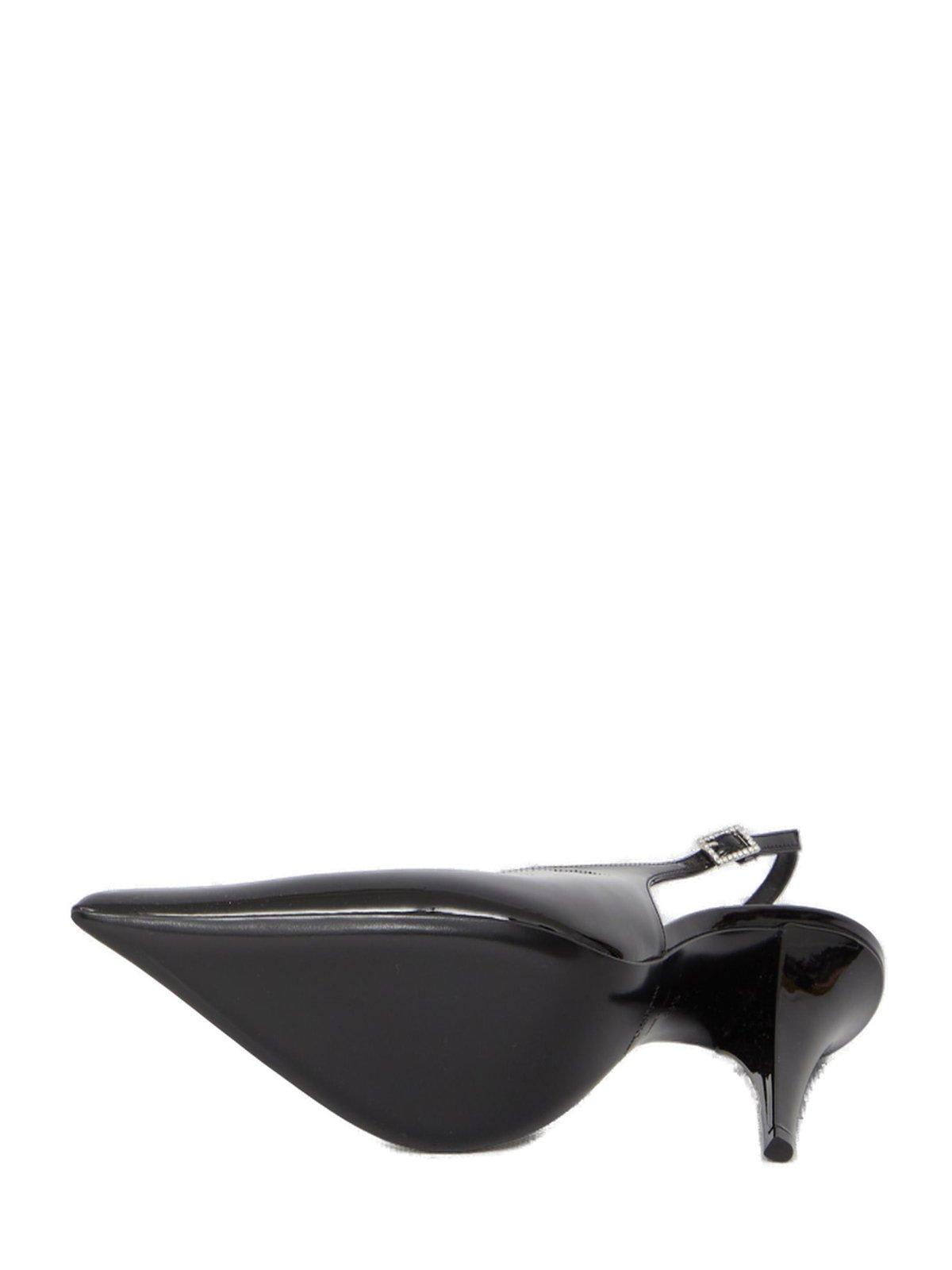 Shop Saint Laurent Raven Pointed-toe Slingback Pumps In Black