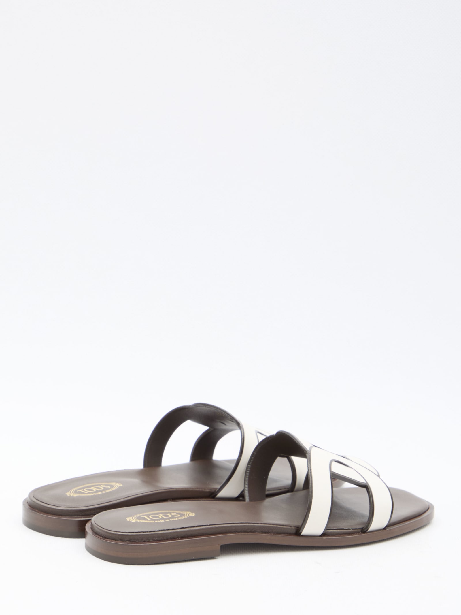 Shop Tod's Leather Sandals In White