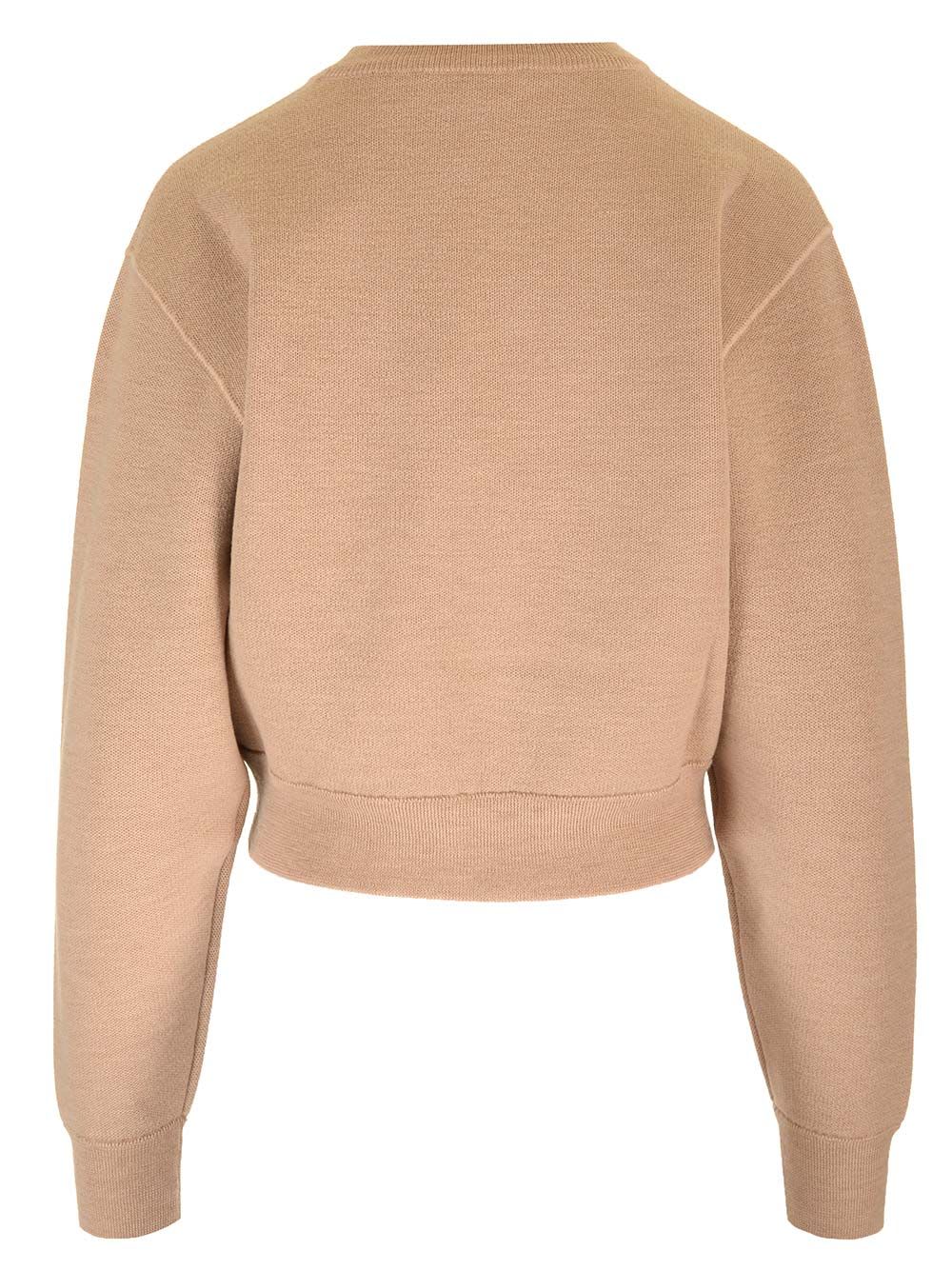 Shop Chloé Cropped Pullover With Logo In Beige