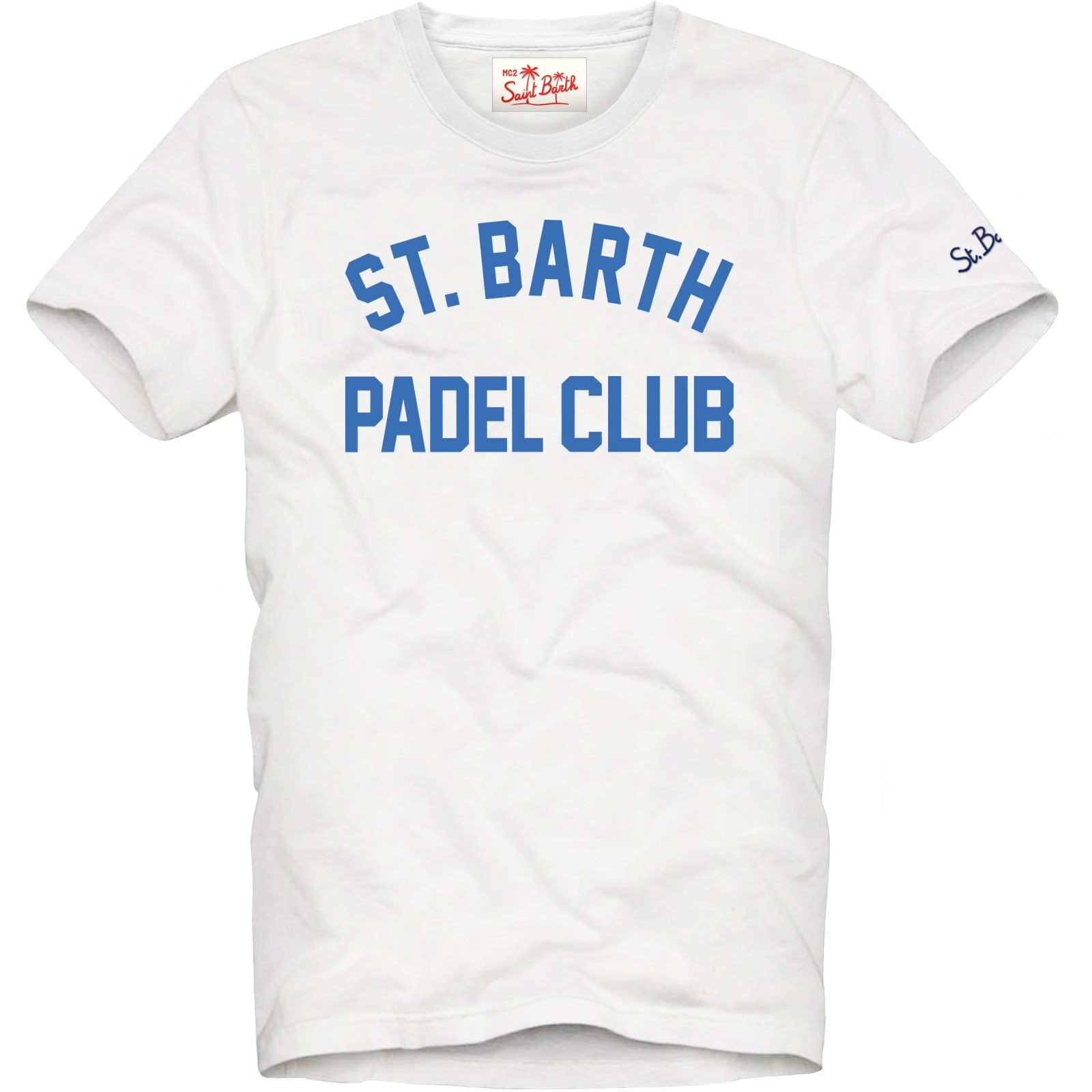 Mc2 Saint Barth Man Cotton T-shirt With St. Barth Padel Club Print