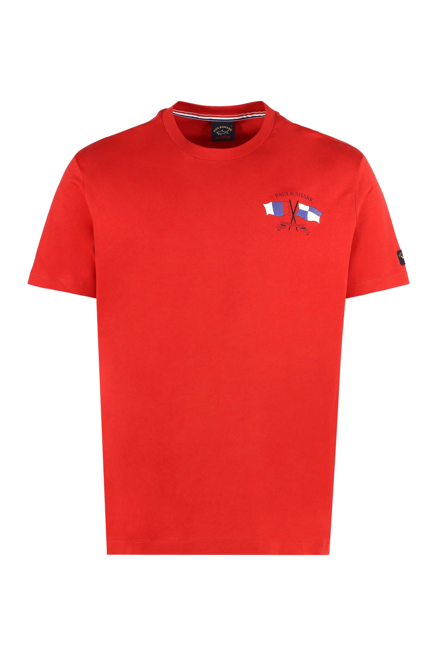 Shop Paul&amp;shark Logo Cotton T-shirt In Red
