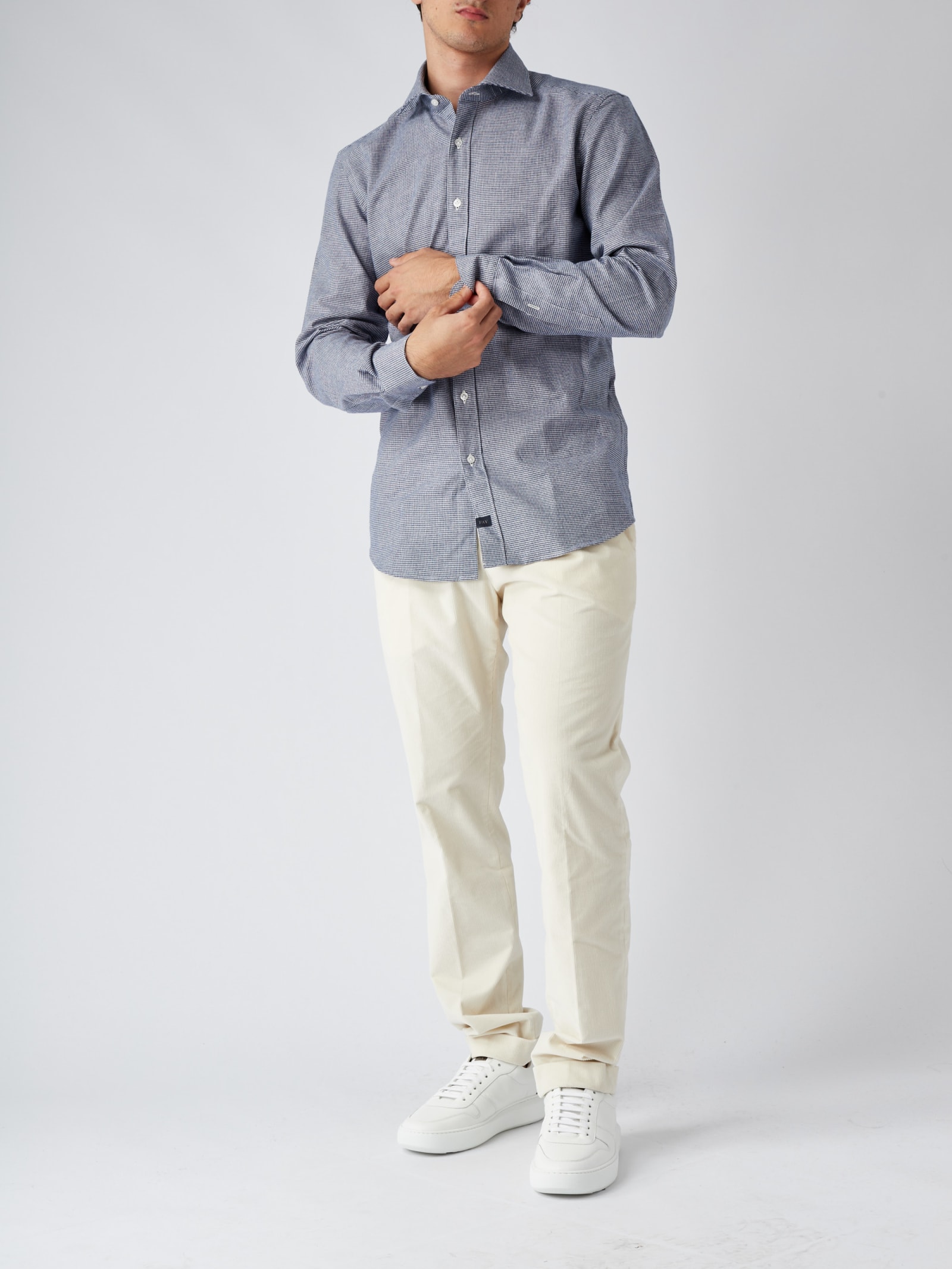 Fay Collo Francese Shirt In Blue