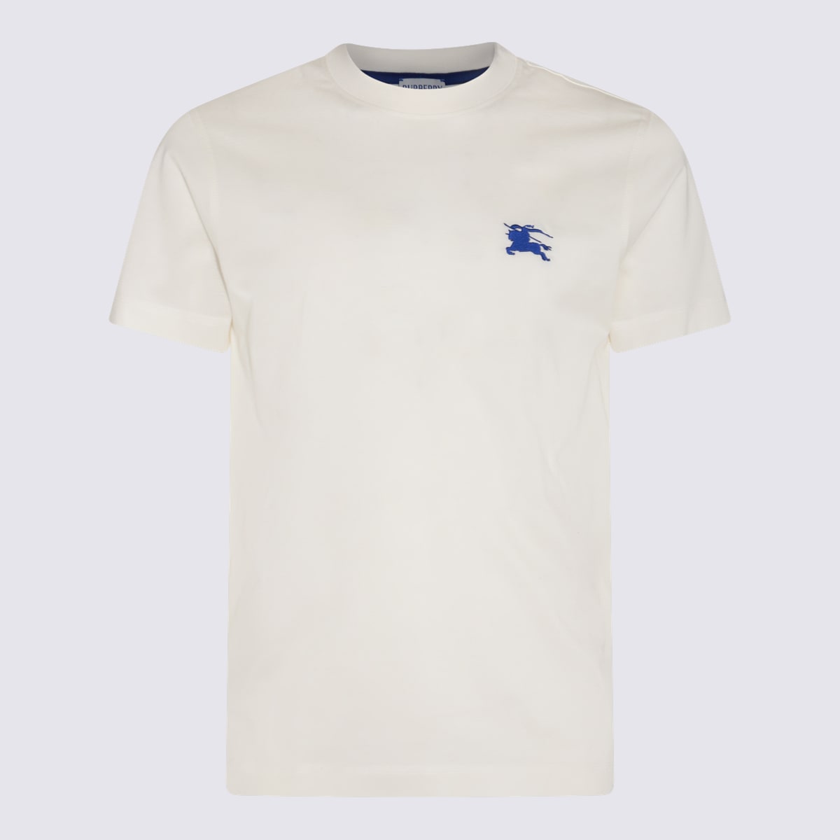 Shop Burberry White Cotton T-shirt In Salt