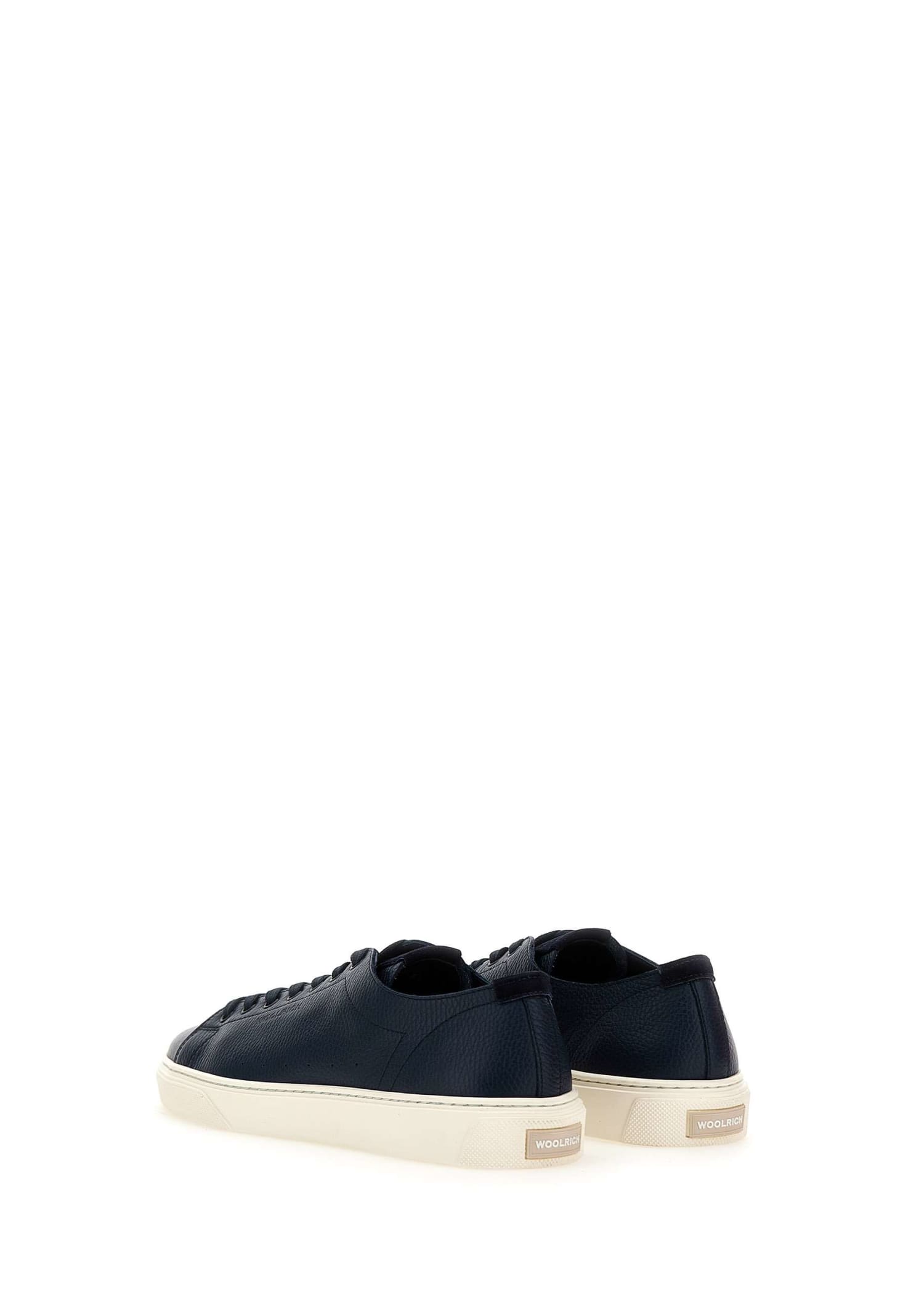 Shop Woolrich Cloudcourt Leather Sneakers In Navy