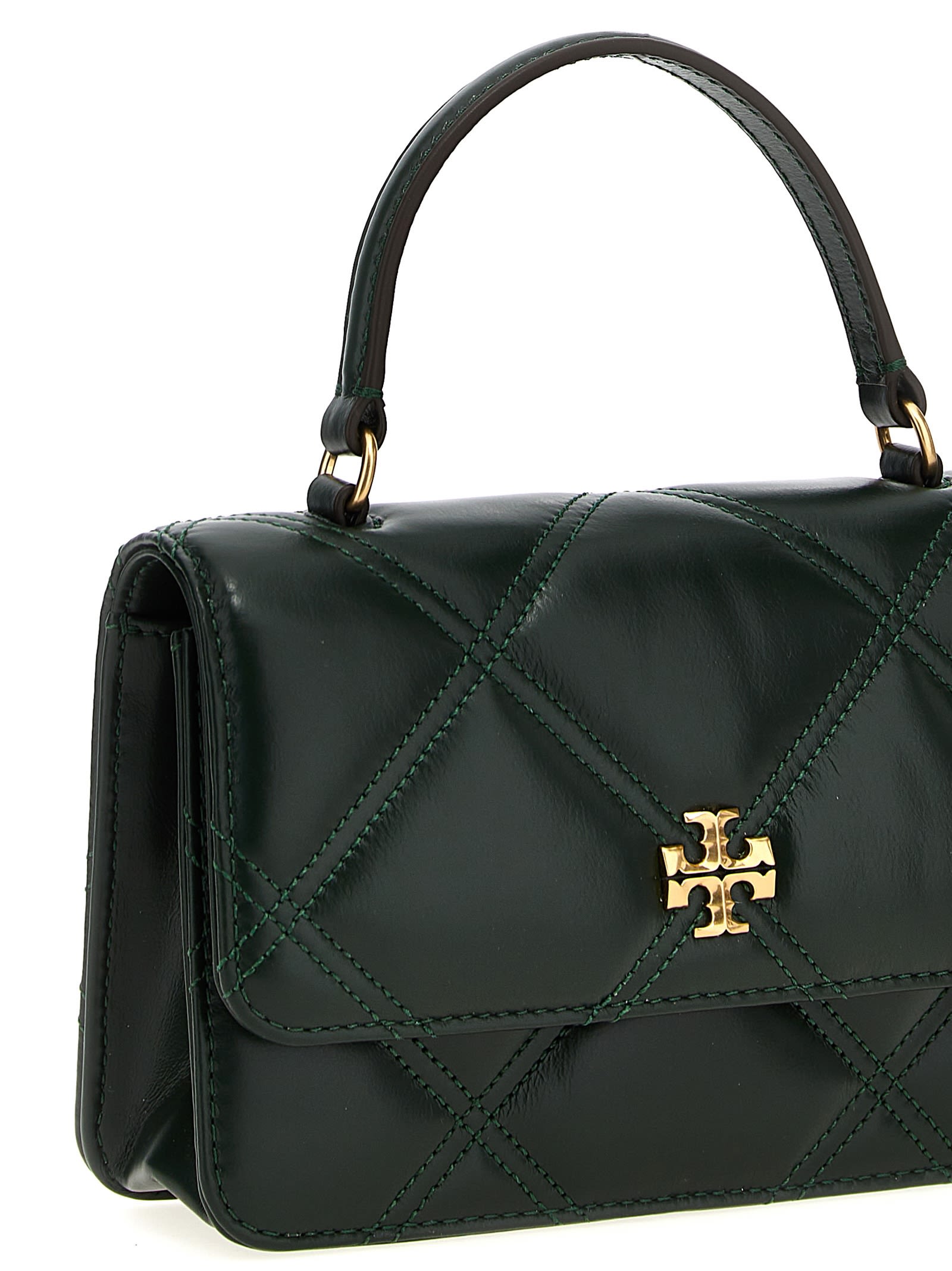 Shop Tory Burch Kira Diamond Quilt Mini Hand Bag In Green