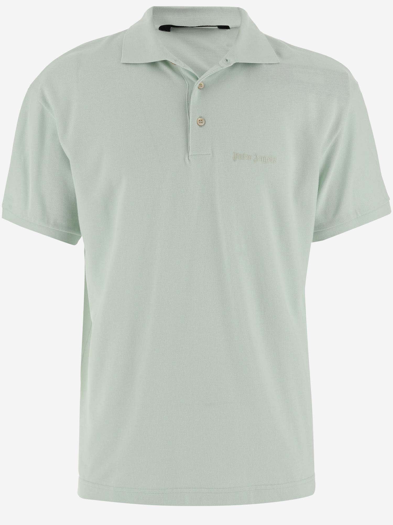 Shop Palm Angels Cotton Polo Shirt With Logo In Green