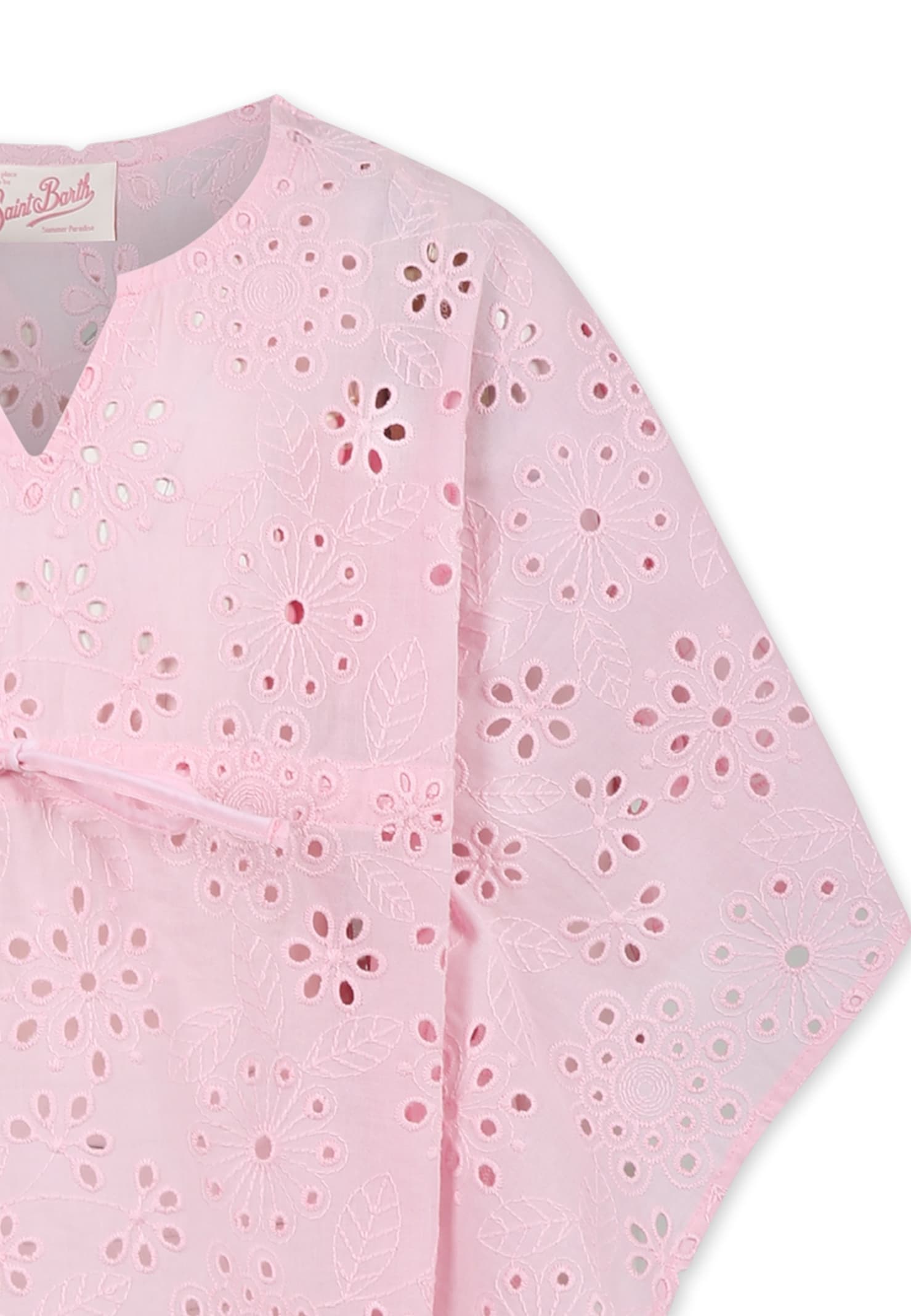 Mc2 Saint Barth Pink Dress For Girl With Flowers In Pink