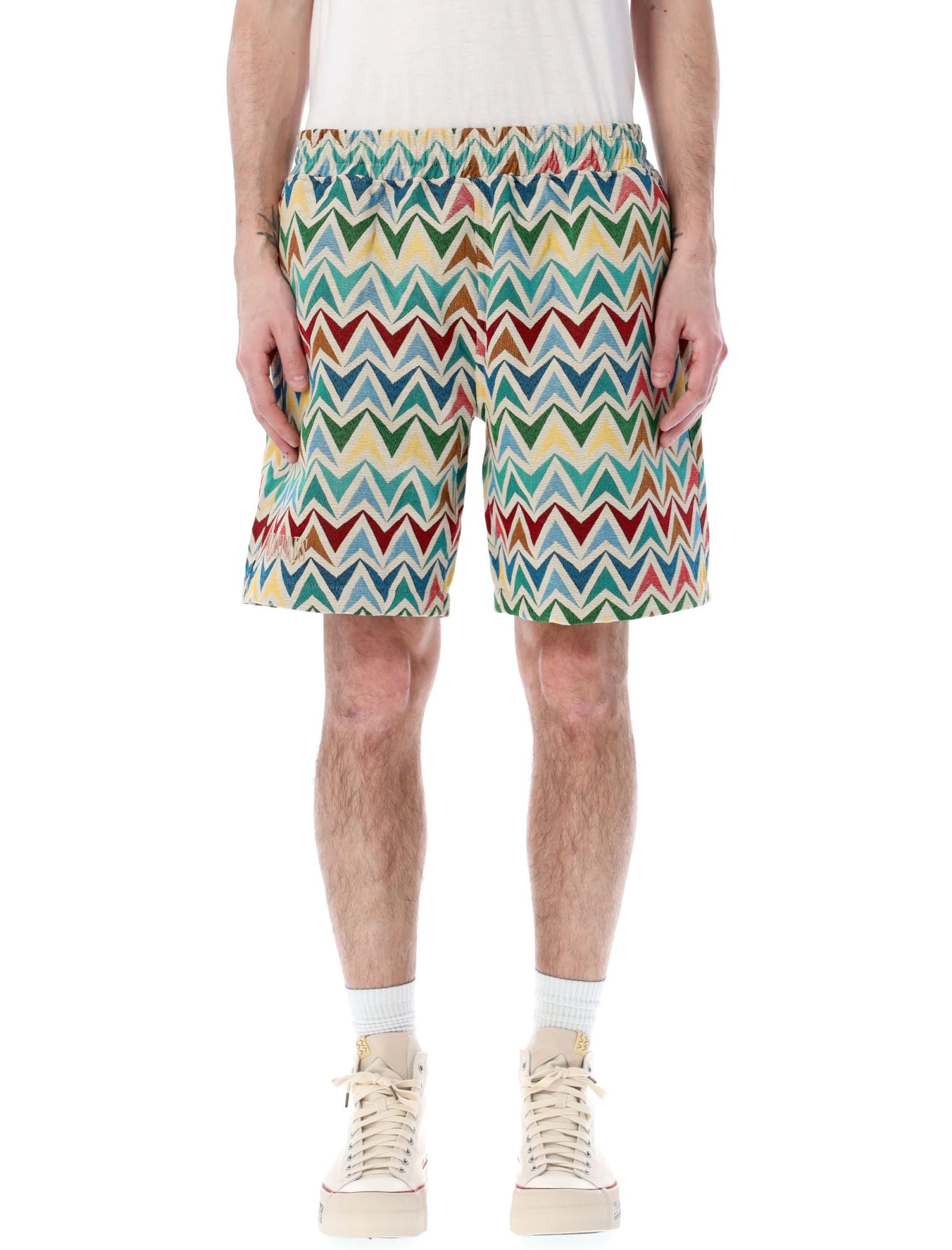 Pleasures Basket Woven Jacquard Shorts In Khaki