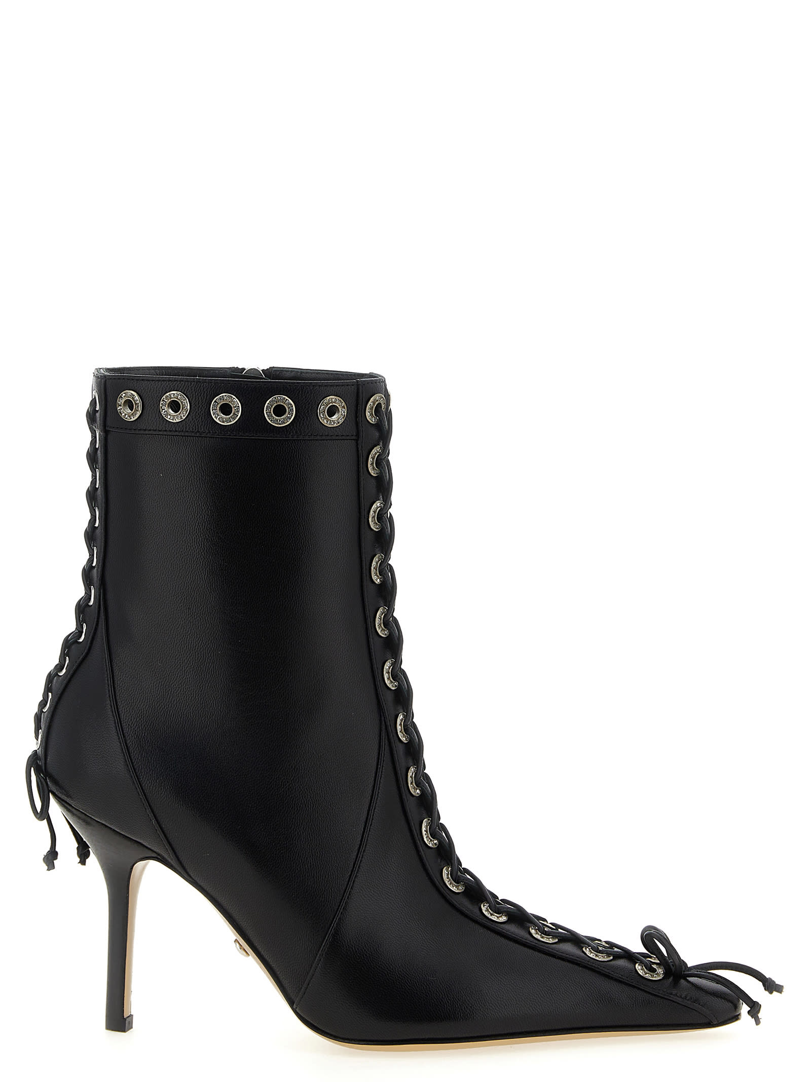 Mach &amp; Mach Crystalized Corset Ankle Boots In Black
