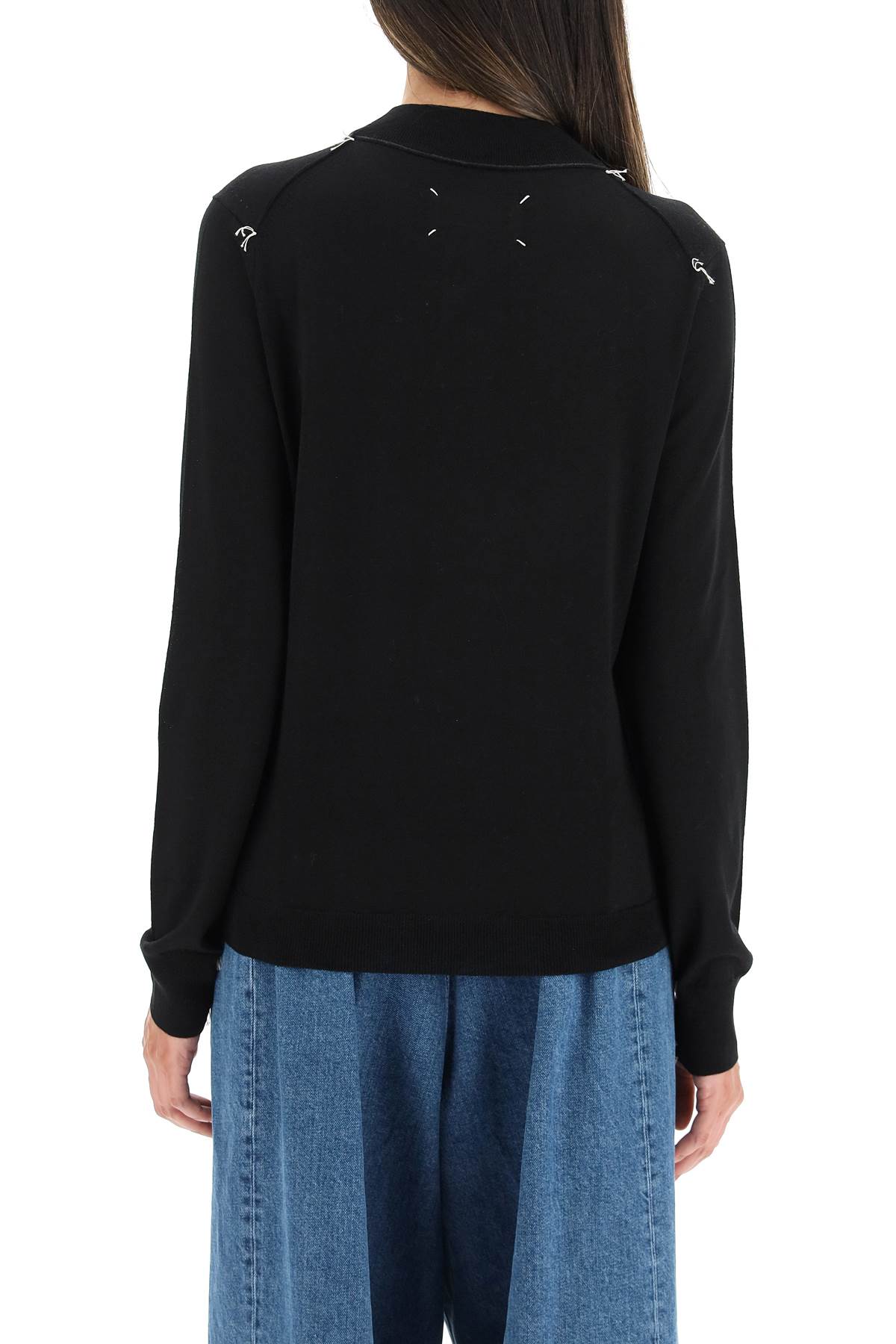 Shop Maison Margiela Wool Sweater With Inside-out Seams In Black