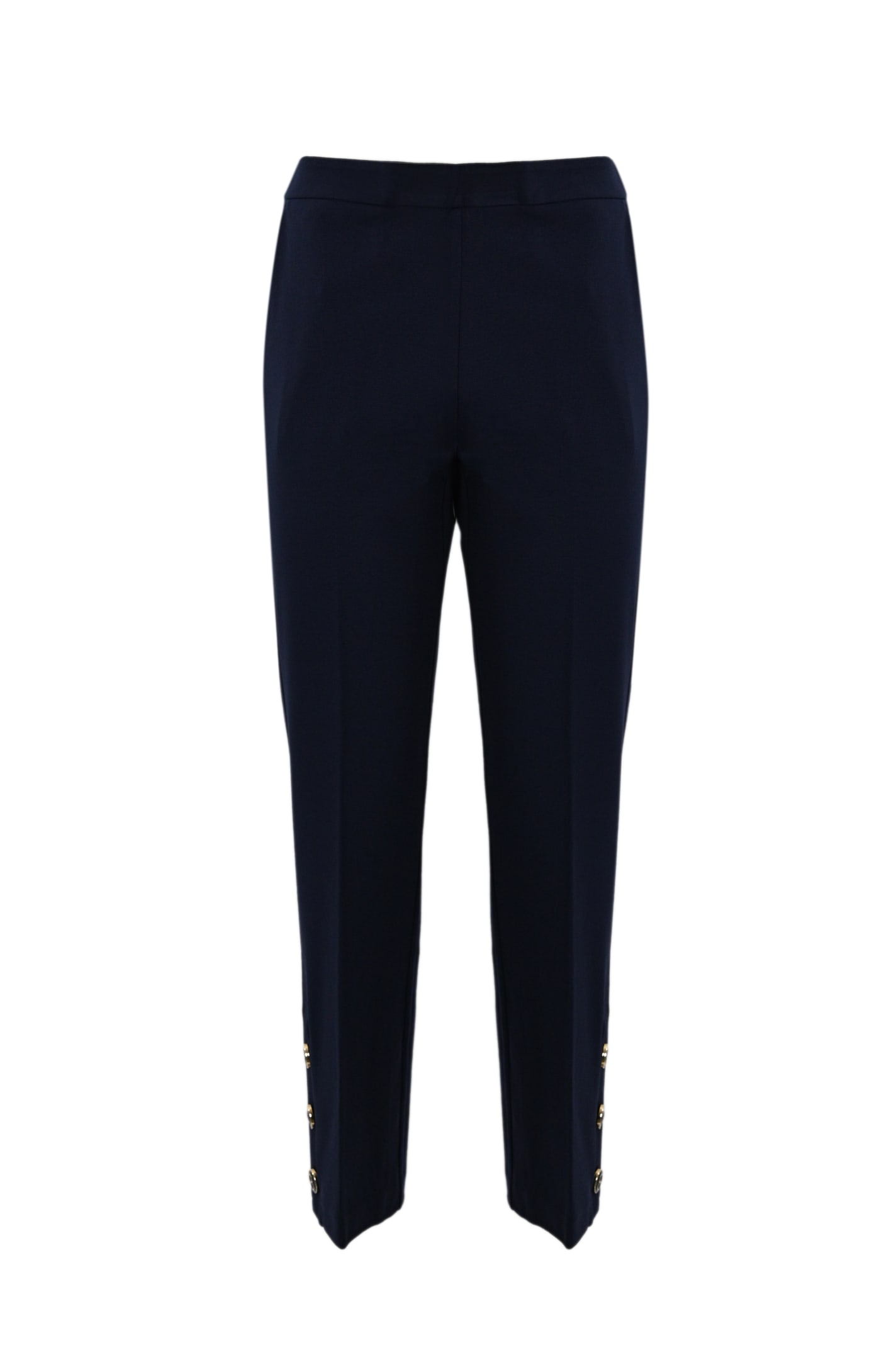 Shop Twinset Cropped Trousers With Oval T Buttons In Mid Blu