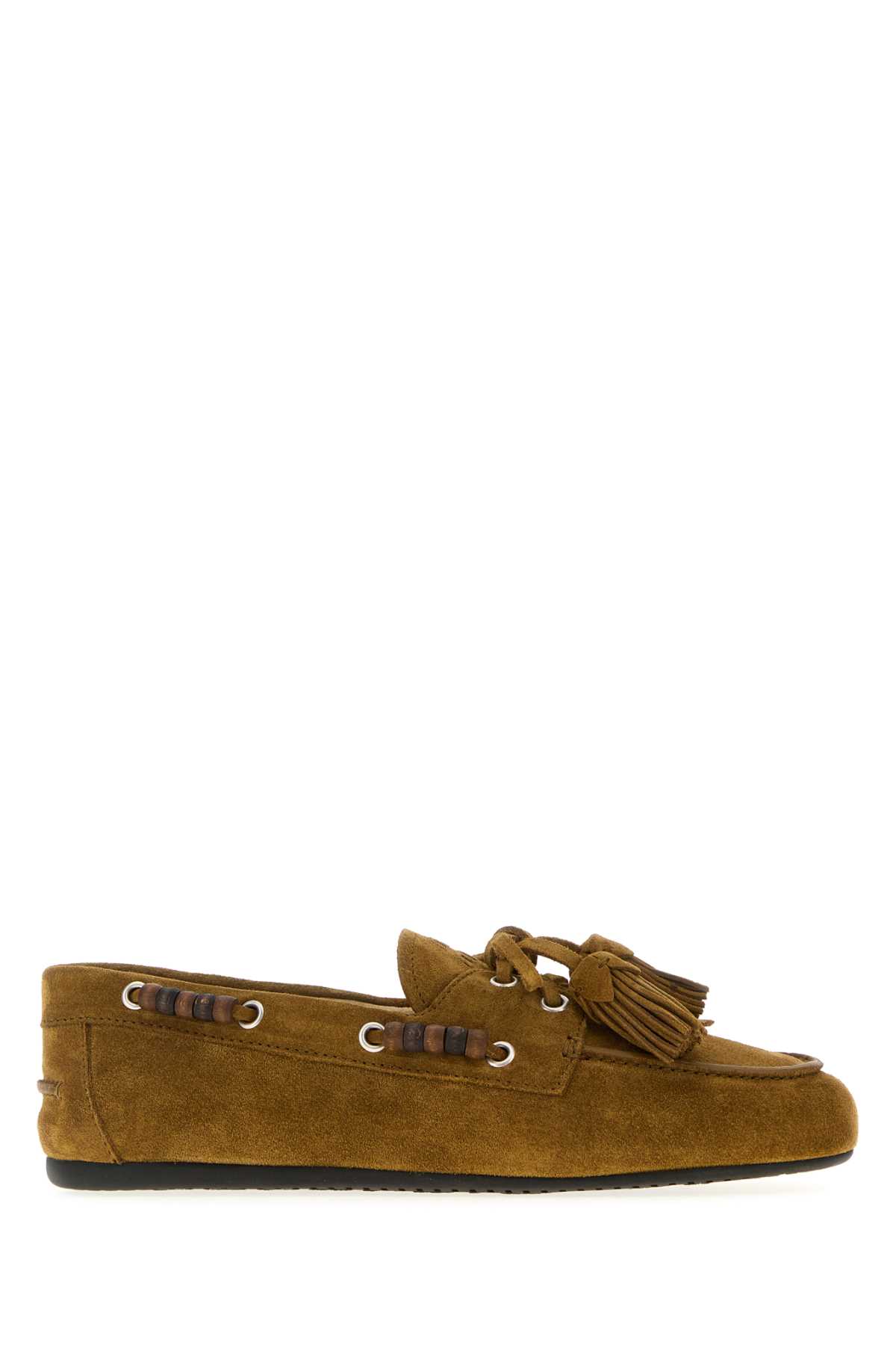 Miu Miu Suede Tassel Moccasin Loafers In Green