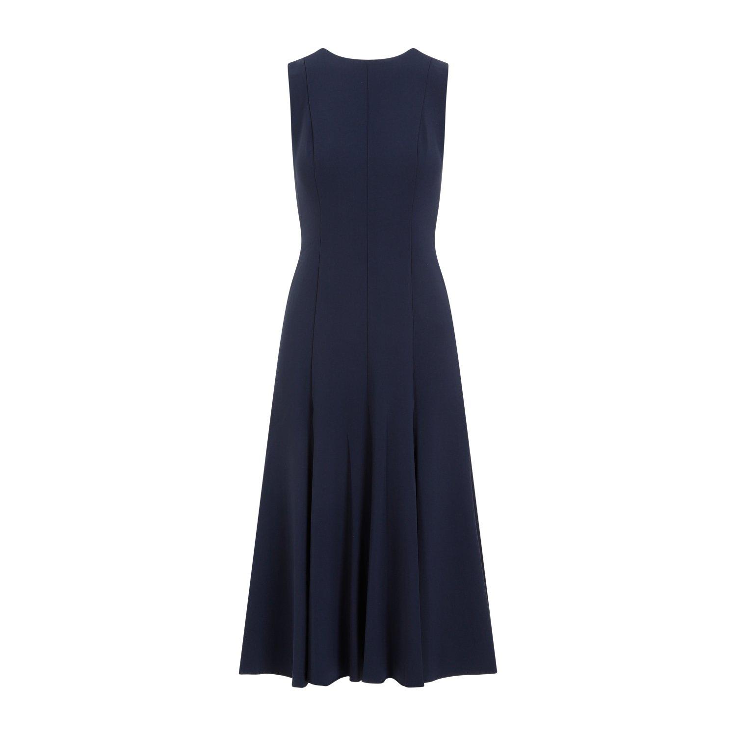 Shop Theory Crewneck Sleeveless Flared Dress In Xlv Nocturne Navy