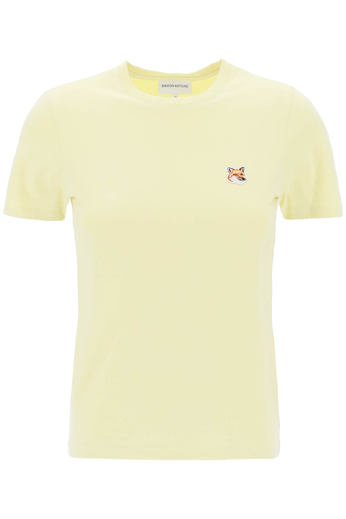 Shop Maison Kitsuné Fox Head Crew-neck T-shirt In Chalk Yellow (yellow)