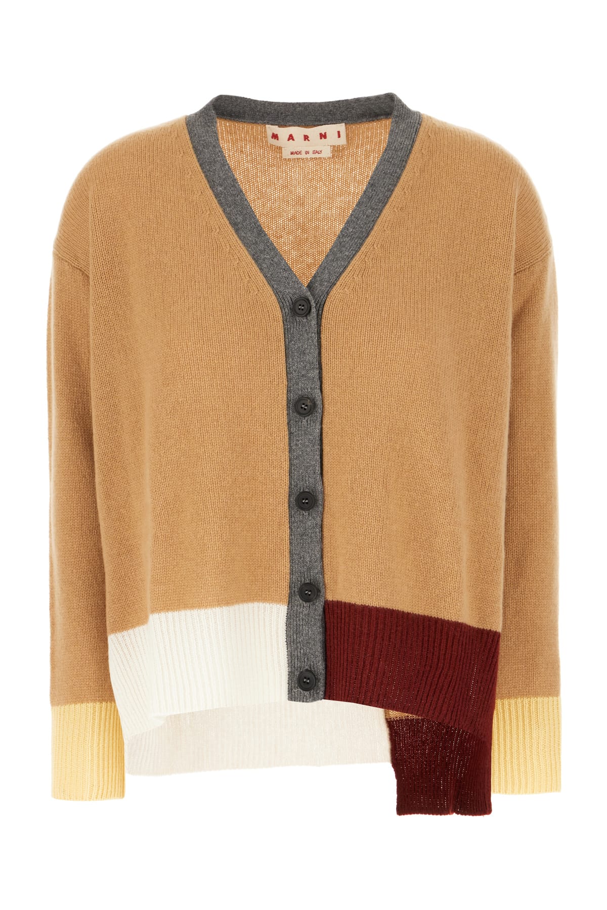 Shop Marni Multicolor Cashmere Cardigan In Earth Of Siena