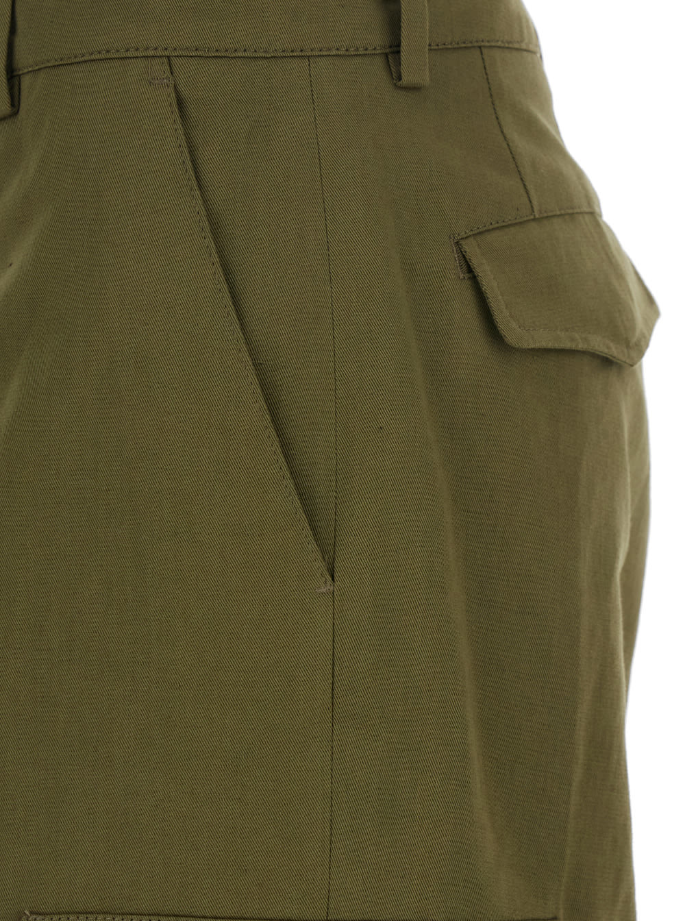 Pt Torino Green Pants With Cargo Pockets In Cotton And Linen Blend Woman In Green
