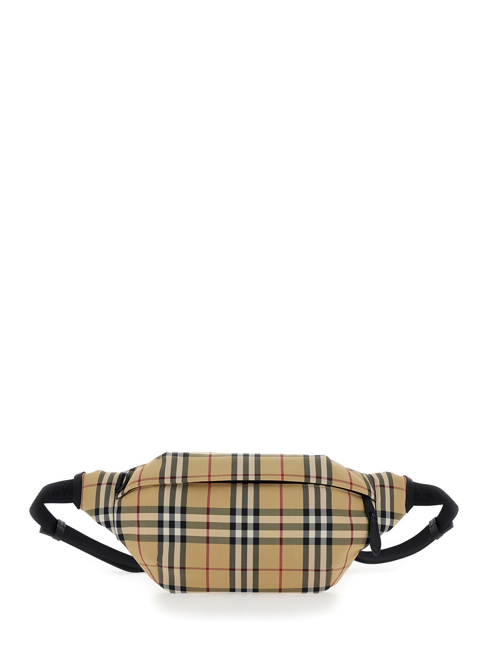 Shop Burberry Beige Fanny Pack With Vintage Check Print In Fabric Man