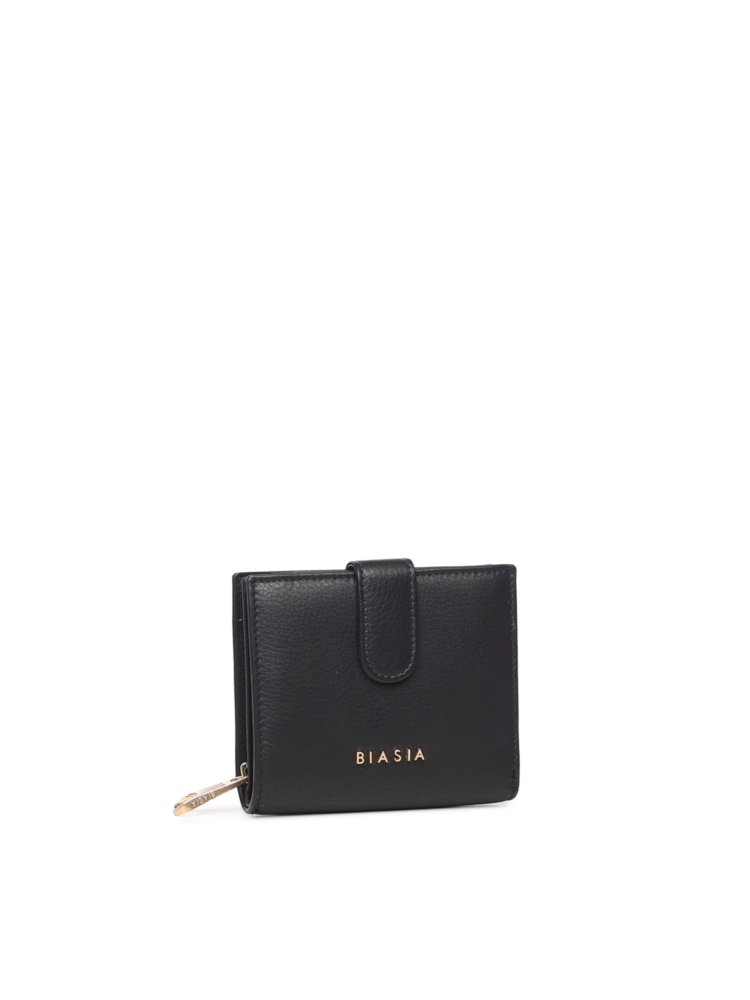 Biasia Leather Wallet With Logo In Black