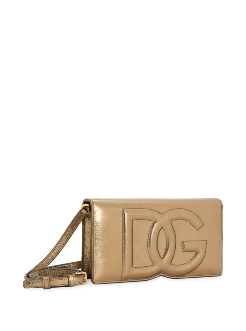 Shop Dolce & Gabbana Phone Bag Vit.craclelame In Metallic