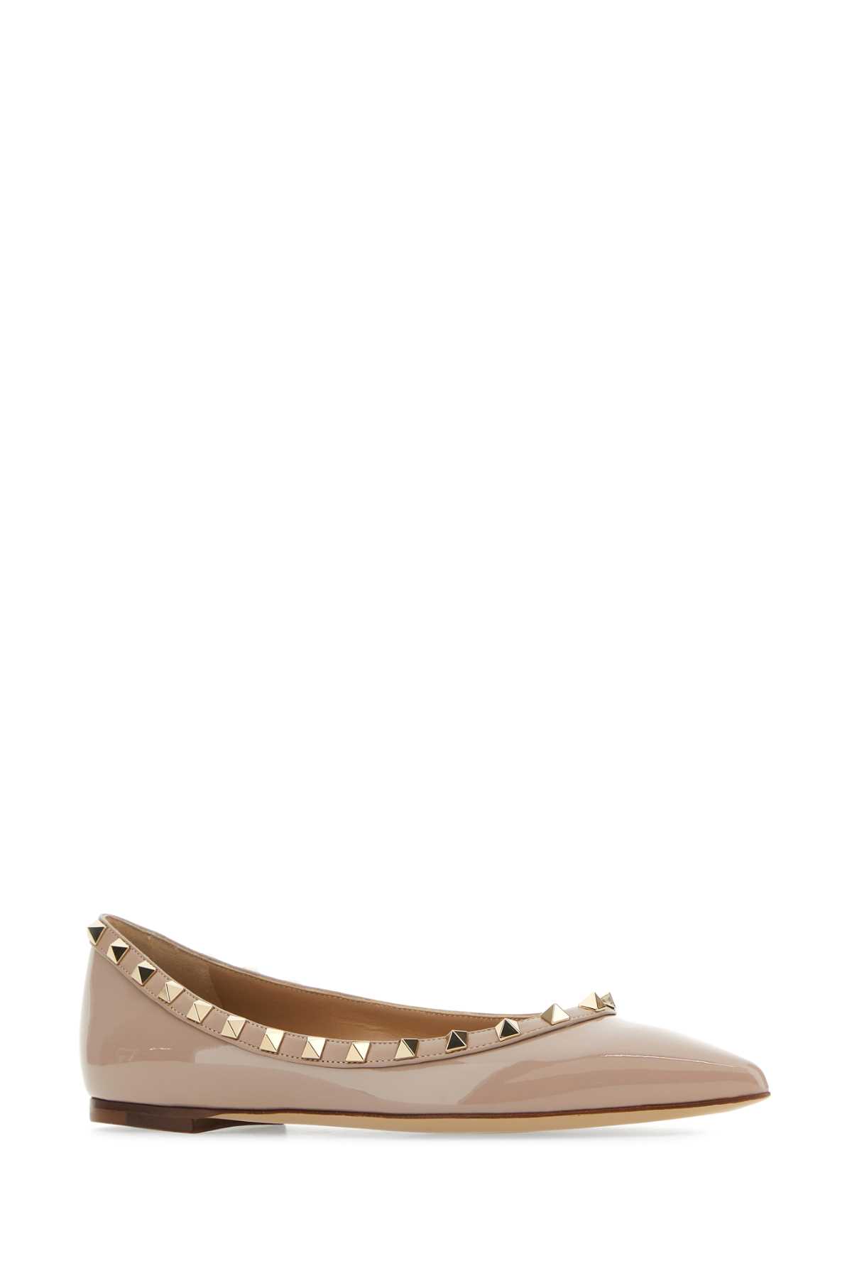 Shop Valentino Light Pink Leather Rockstud Ballerinas In Poudre