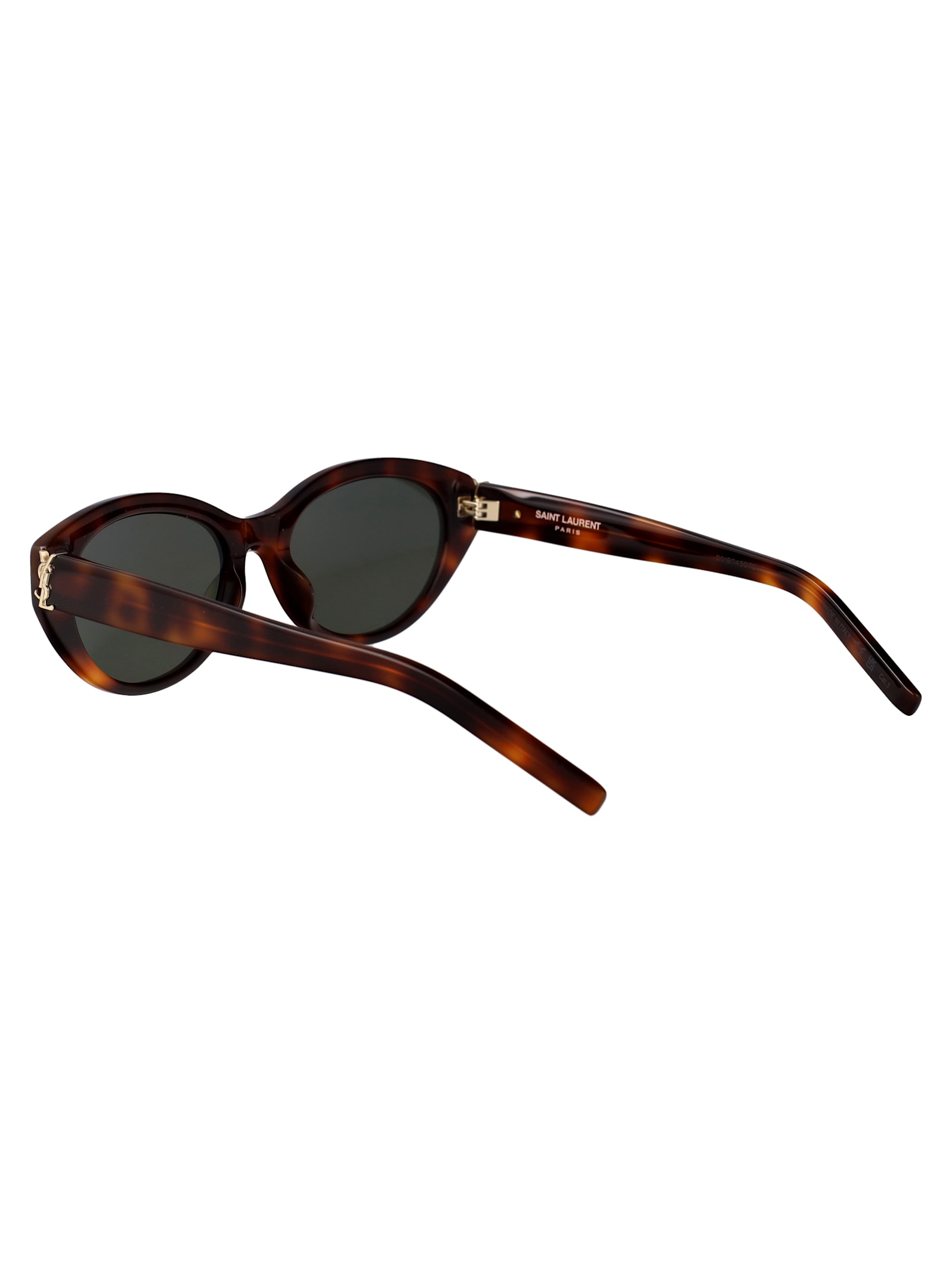 Saint Laurent Havana-havana-grey Recycled Acetate Sunglasses In Gray