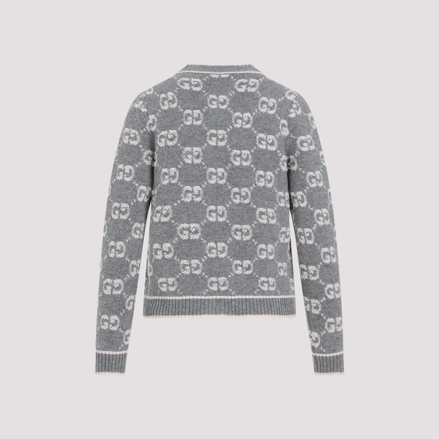 Shop Gucci Cardigan In Grey Ivory