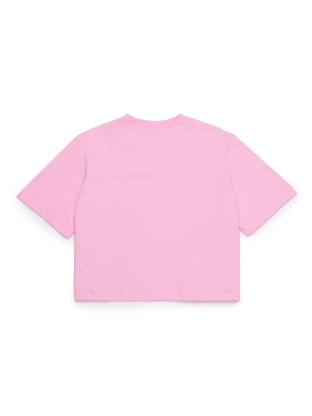 Shop Marni T-shirt Con Logo Glitterato In Pink