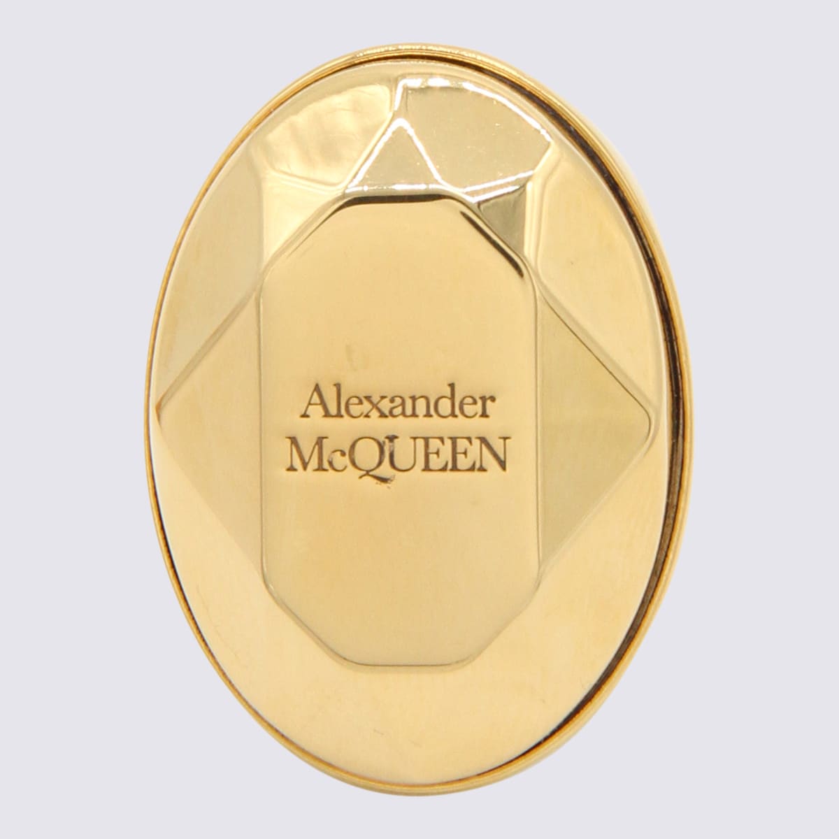 Shop Alexander Mcqueen Antique Gold Metal The Faceted Stone Ring In Golden