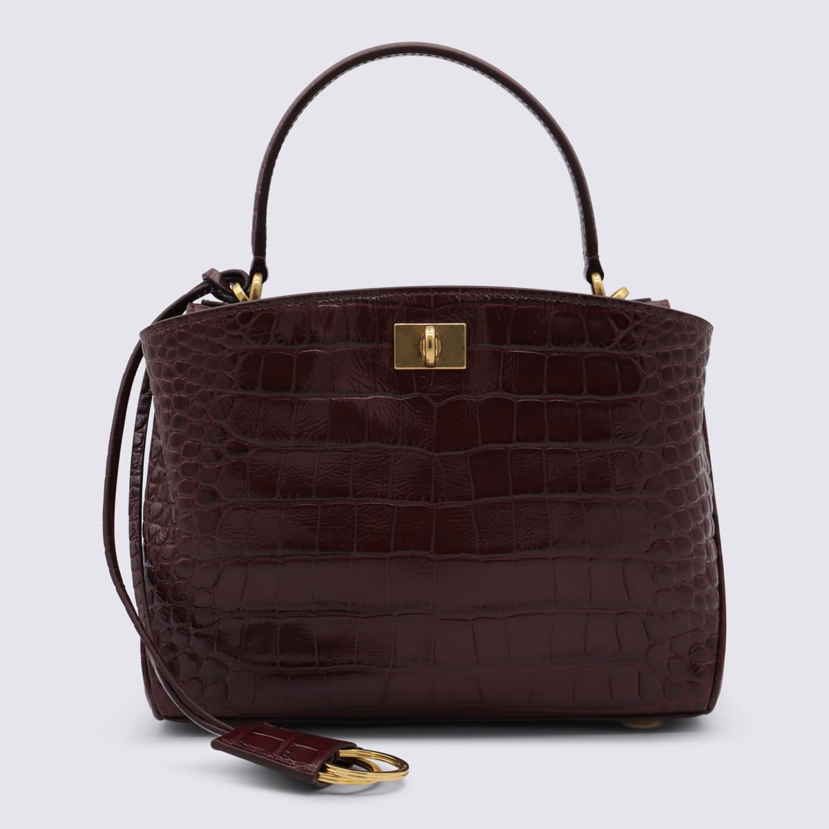 Dark Red Leather Rodeo Mini Top Handle Bag