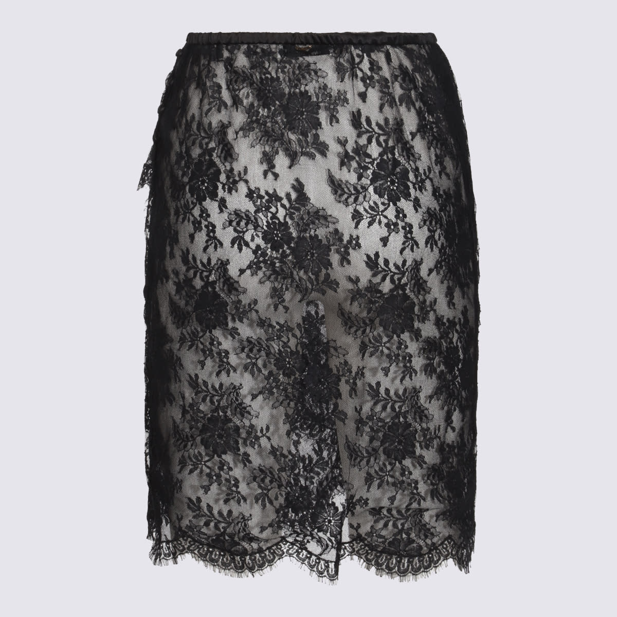 Saint Laurent Women Lace Wrap Pencil Skirt In Noir