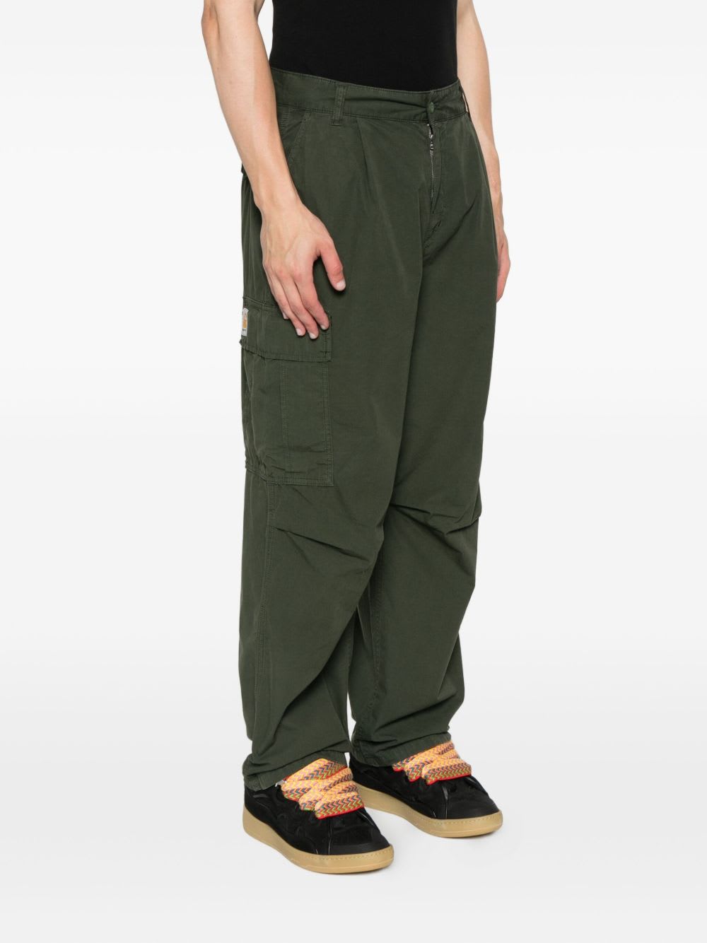 Carhartt Cargo Trousers With Belt Loops And Multiple Pockets In Green